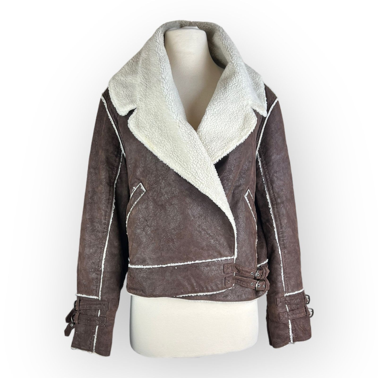 Vintage Moda International Leather Suede Vintage Moto Brown Jacket Size L / US 10 / IT 46 - 16 Thumbnail