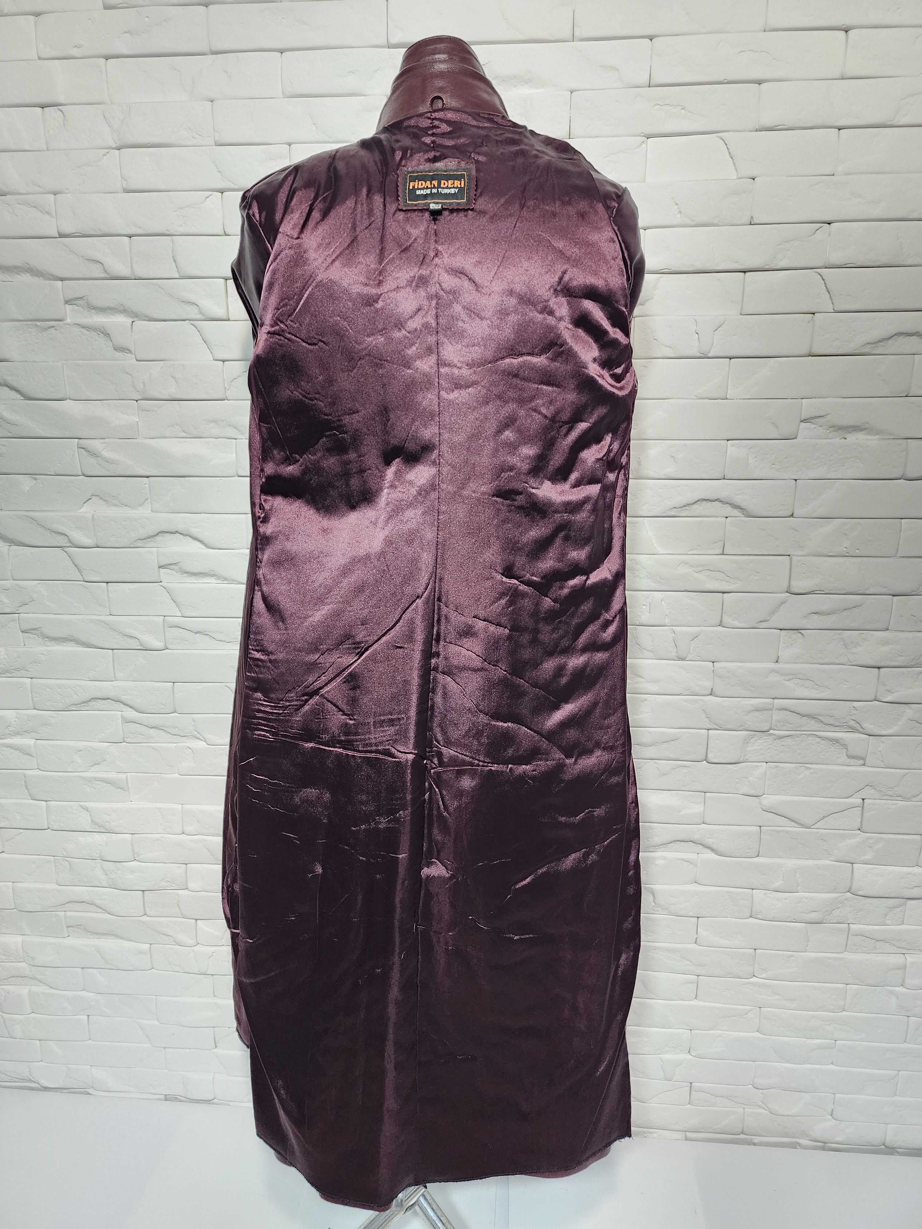 Designer Women's Long Genuine Leather Jacket Size S / US 4 / IT 40 - 6 Thumbnail