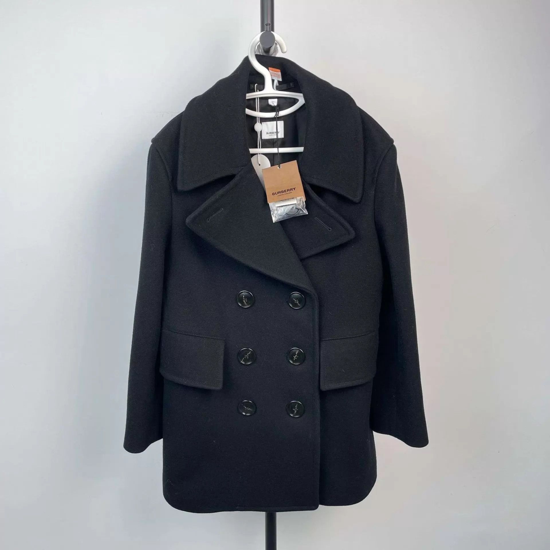 Burberry Burberry Black Wool Coat 34 NWT Size XS / US 0-2 / IT 36-38 - 1 Thumbnail