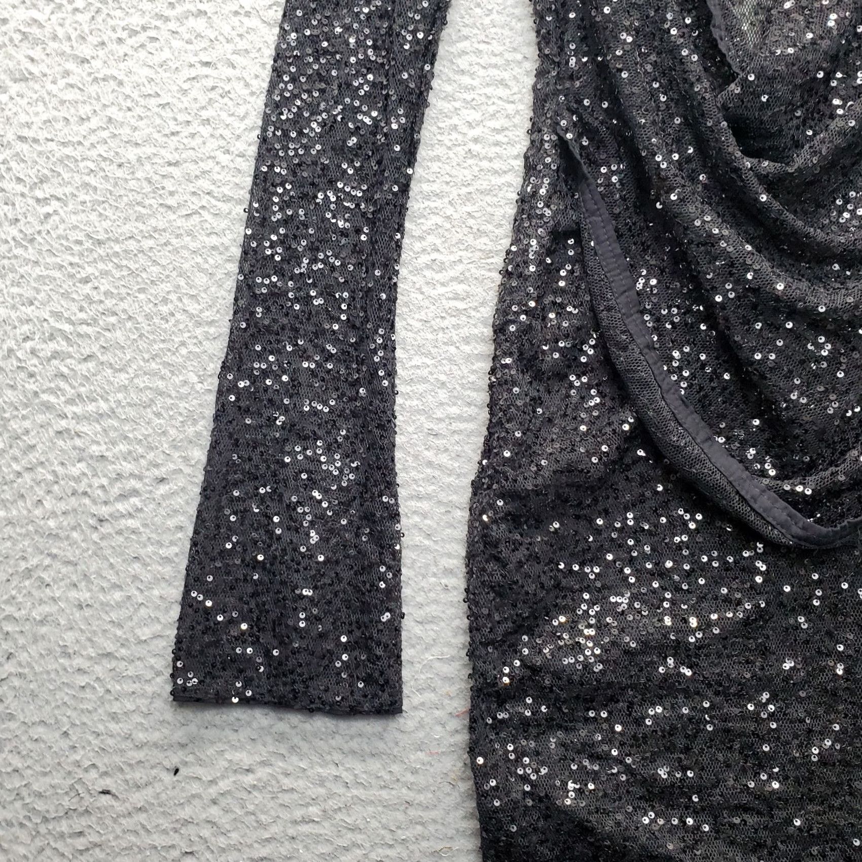 PrettyLittleThing PrettyLittleThing Pencil Dress Womens 2 Black Sequin Lace Cowl Neck Back Zip Dress Size XS / US 0-2 / IT 36-38 - 5 Thumbnail