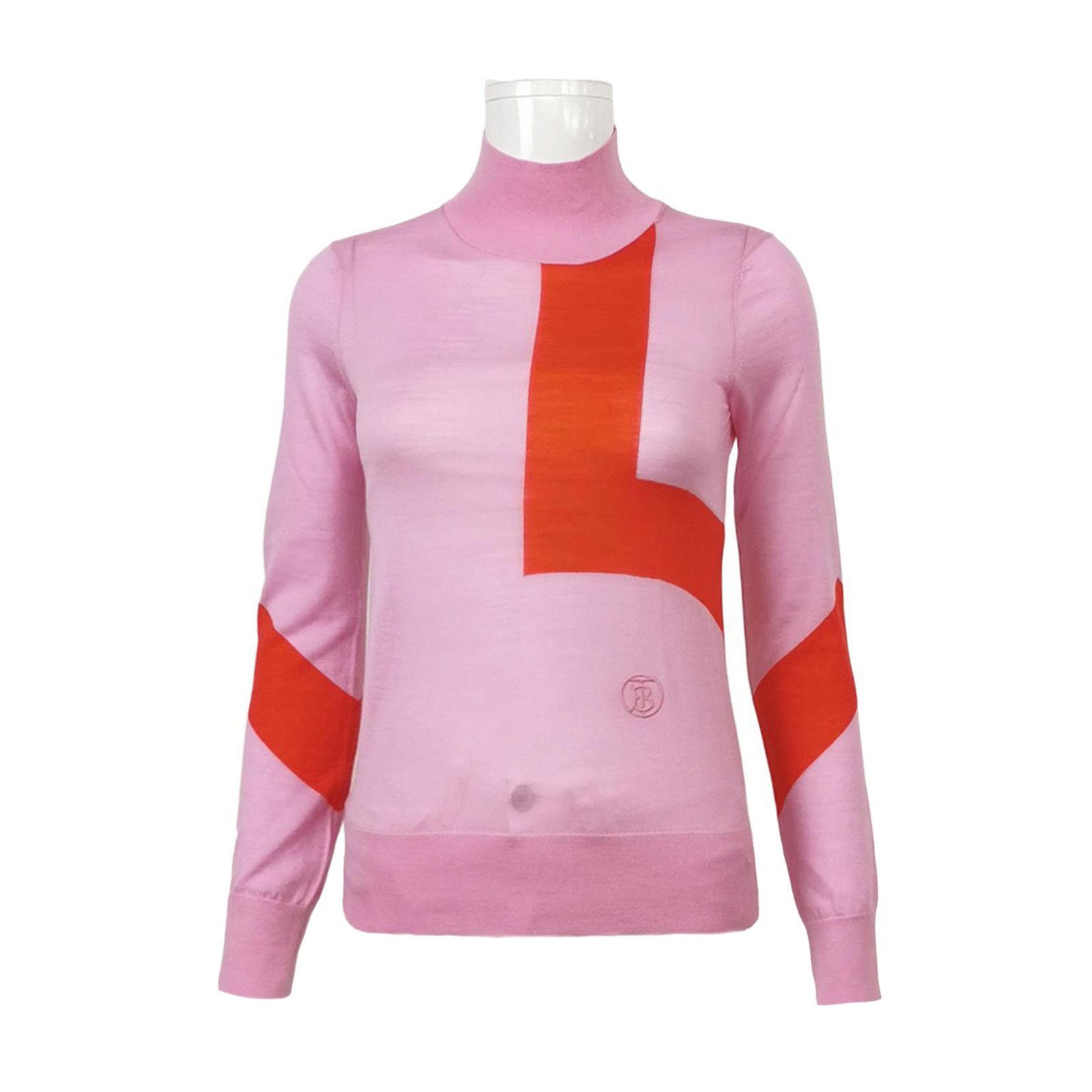 Burberry Burberry Colorblock Wool Silk Blend Turtleneck Sweater 0079 Size US XXS / EU 40 - 1 Thumbnail