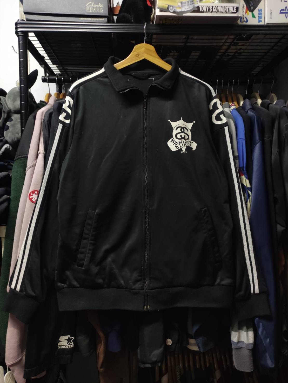 Stussy Vtg 00's Stussy Zip Up Two Stripe Track Jacket Size US L / EU 52-54 / 3 - 1 Thumbnail
