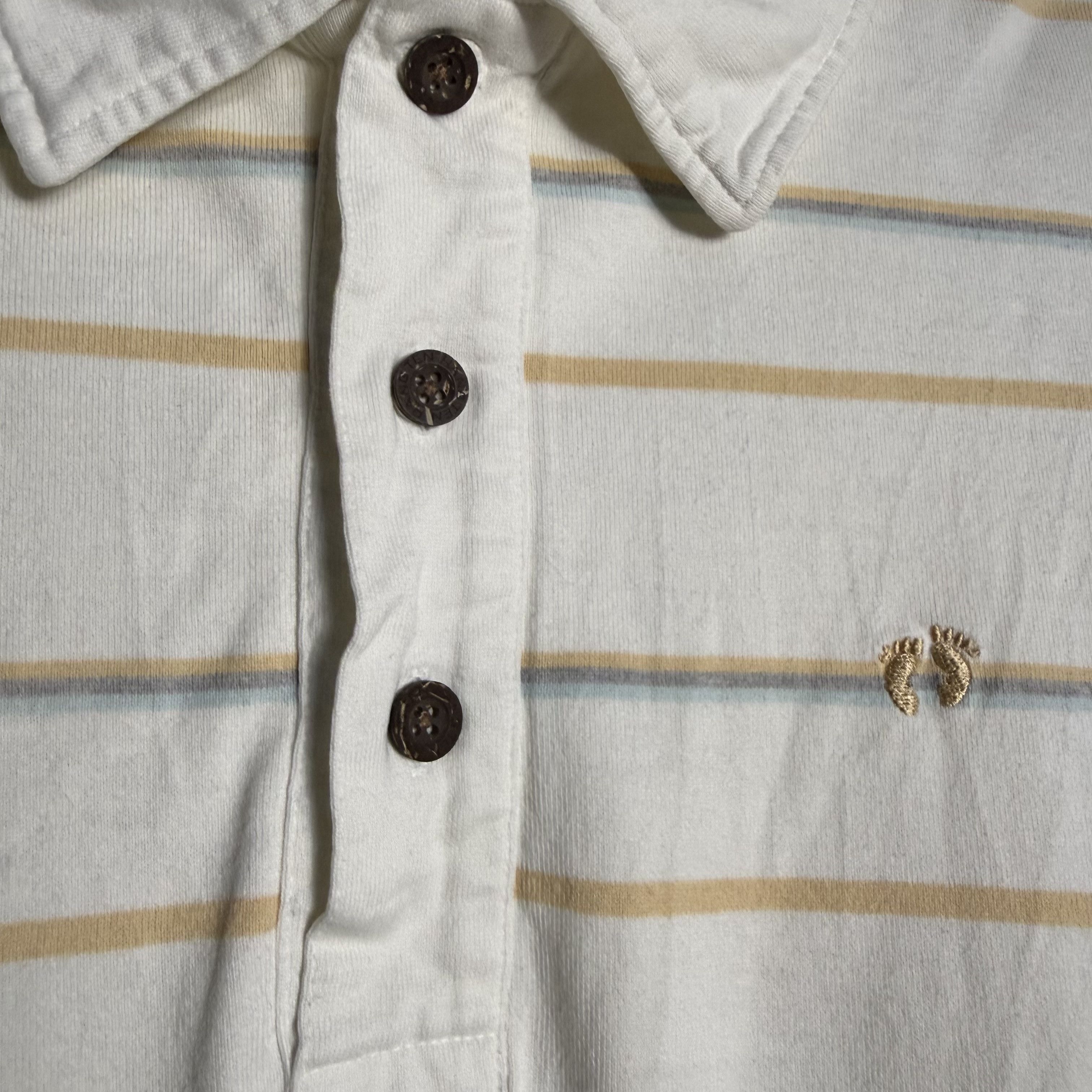 Hang Ten 🔥RARE🔥Vintage Hang Ten Stripes Wooden Button Polo Shirt Size US M / EU 48-50 / 2 - 6 Thumbnail