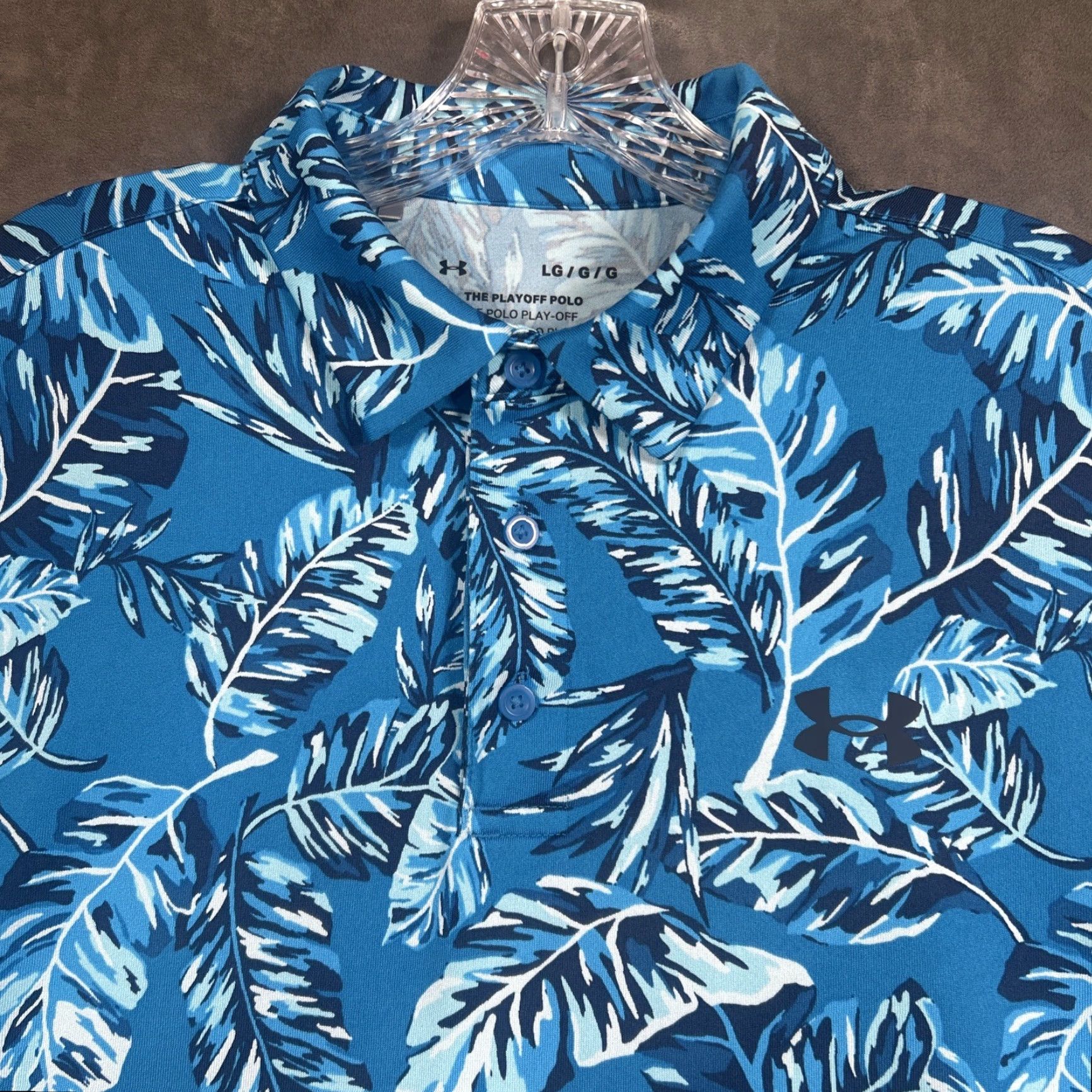 Under Armour Under Armour Polo Shirt Mens L Blue Golf Floral Hawaiian Stretch Shirt Size US L / EU 52-54 / 3 - 2 Thumbnail
