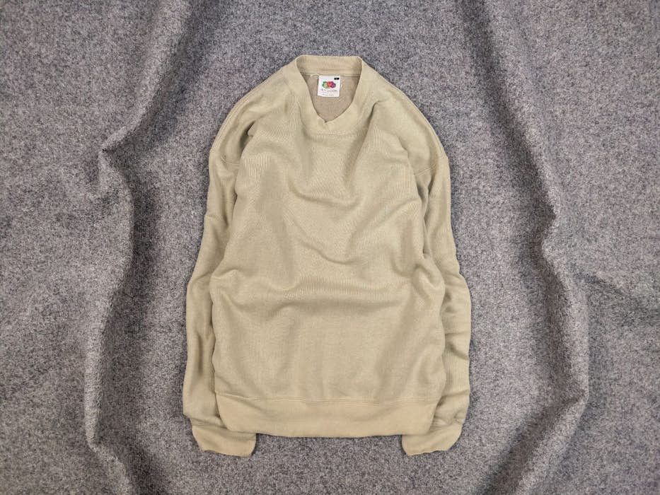 Fruit Of The Loom Vintage 90's Fruit Of The Loom Blank Crew Chek Sweatshirt Size US L / EU 52-54 / 3 - 1 Thumbnail