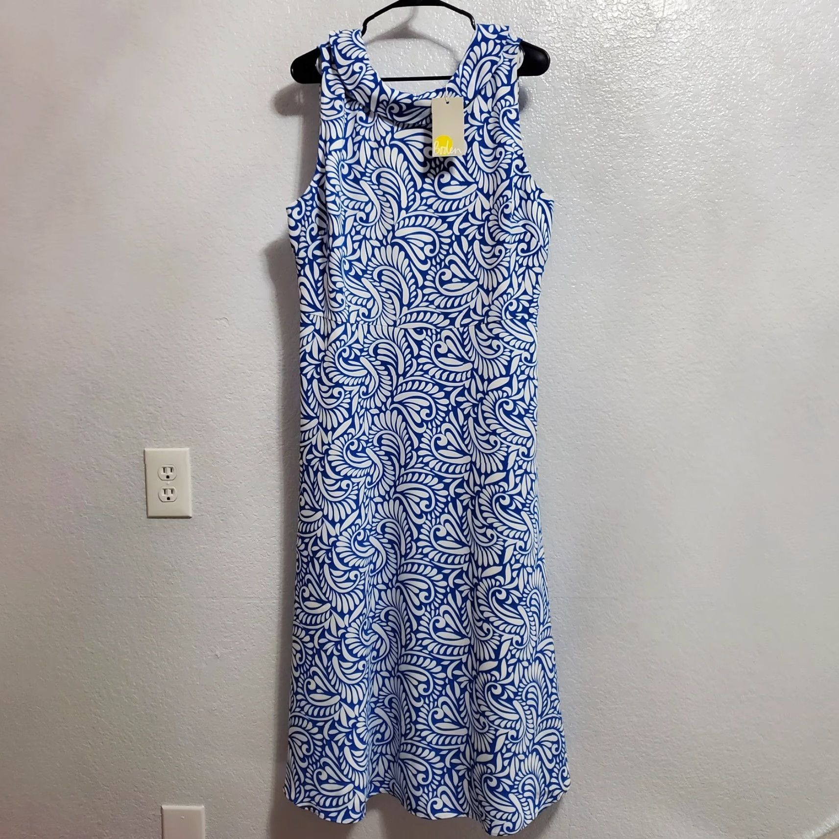 Boden Boden Dress Women 16/18R Blue White Paisley Clarissa Midi Sleeveless Lined Size XXL / US 16-18 / IT 52-54 - 2 Thumbnail