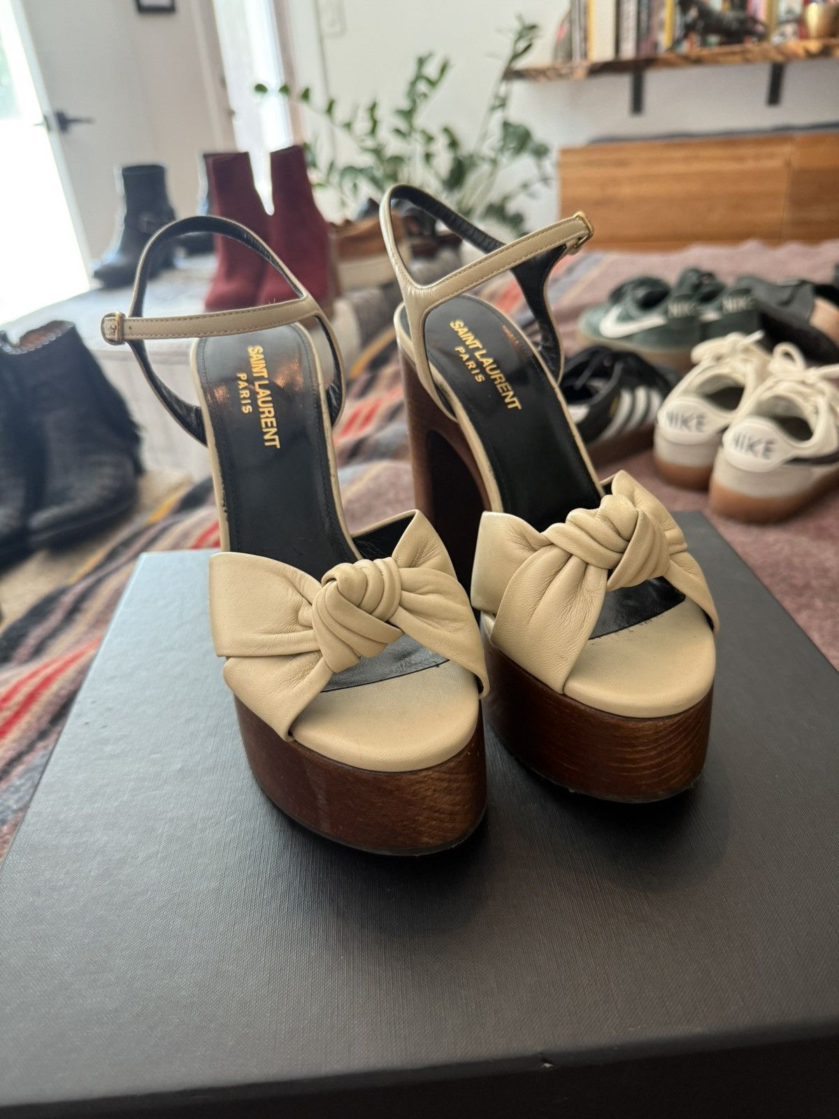 Saint Laurent Paris Saint Laurent Tan and brown leather platform sandals Size US 6 / IT 36 - 3 Thumbnail