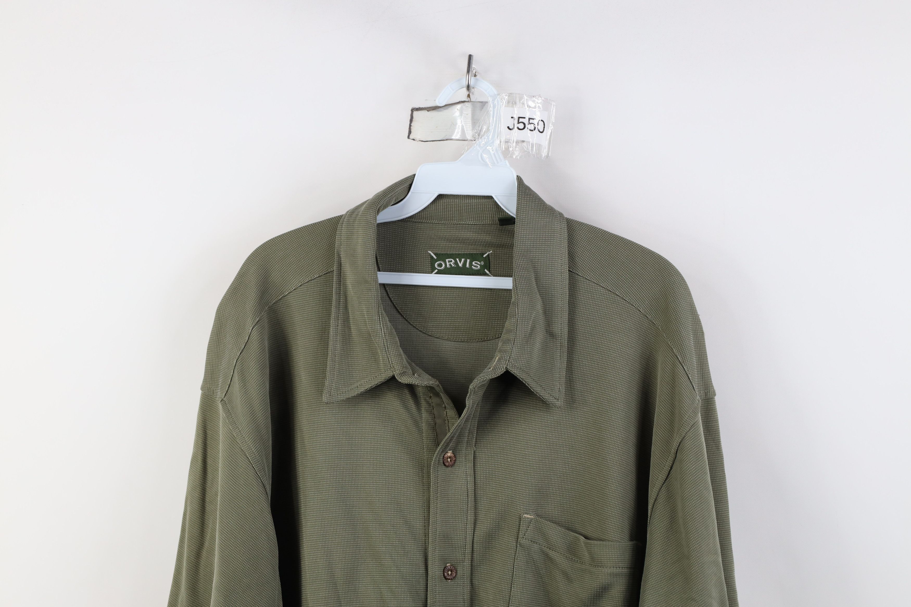 Orvis Vintage Orvis Knit Short Sleeve Collared Button Shirt Green Size US XL / EU 56 / 4 - 2 Thumbnail