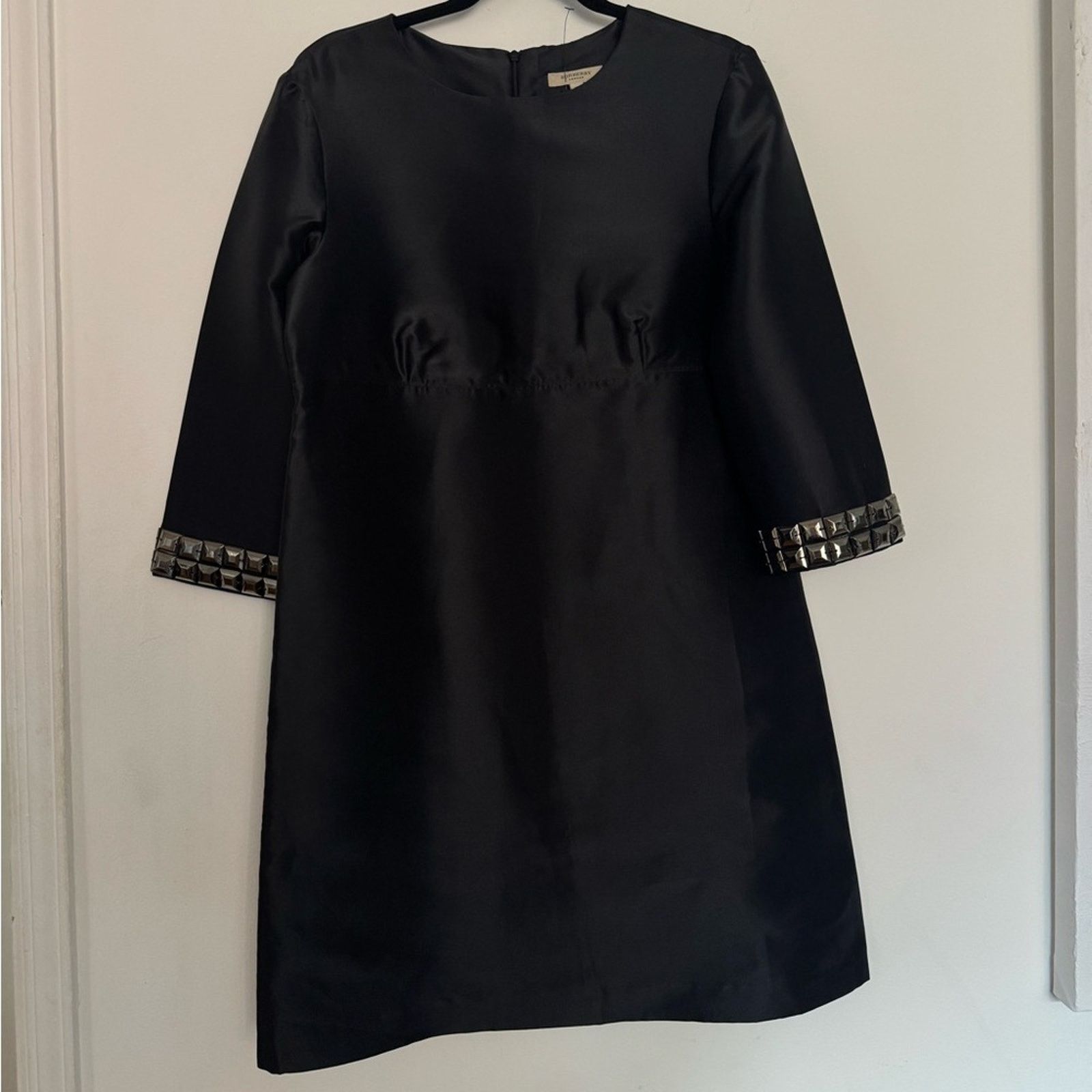 Burberry Burberry Black Dress with Embellished Trim NWT Size L / US 10 / IT 46 - 1 Thumbnail