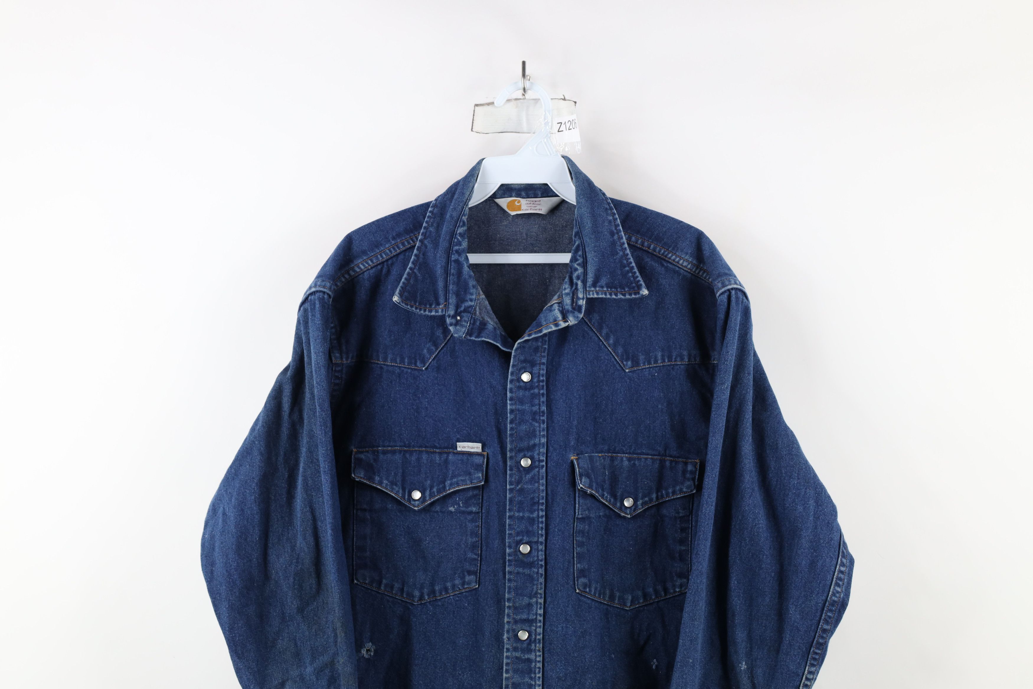Carhartt × Vintage Vintage 90s Carhartt Western Cowboy Snap Button Shirt USA Size US XXL / EU 58 / 5 - 2 Thumbnail