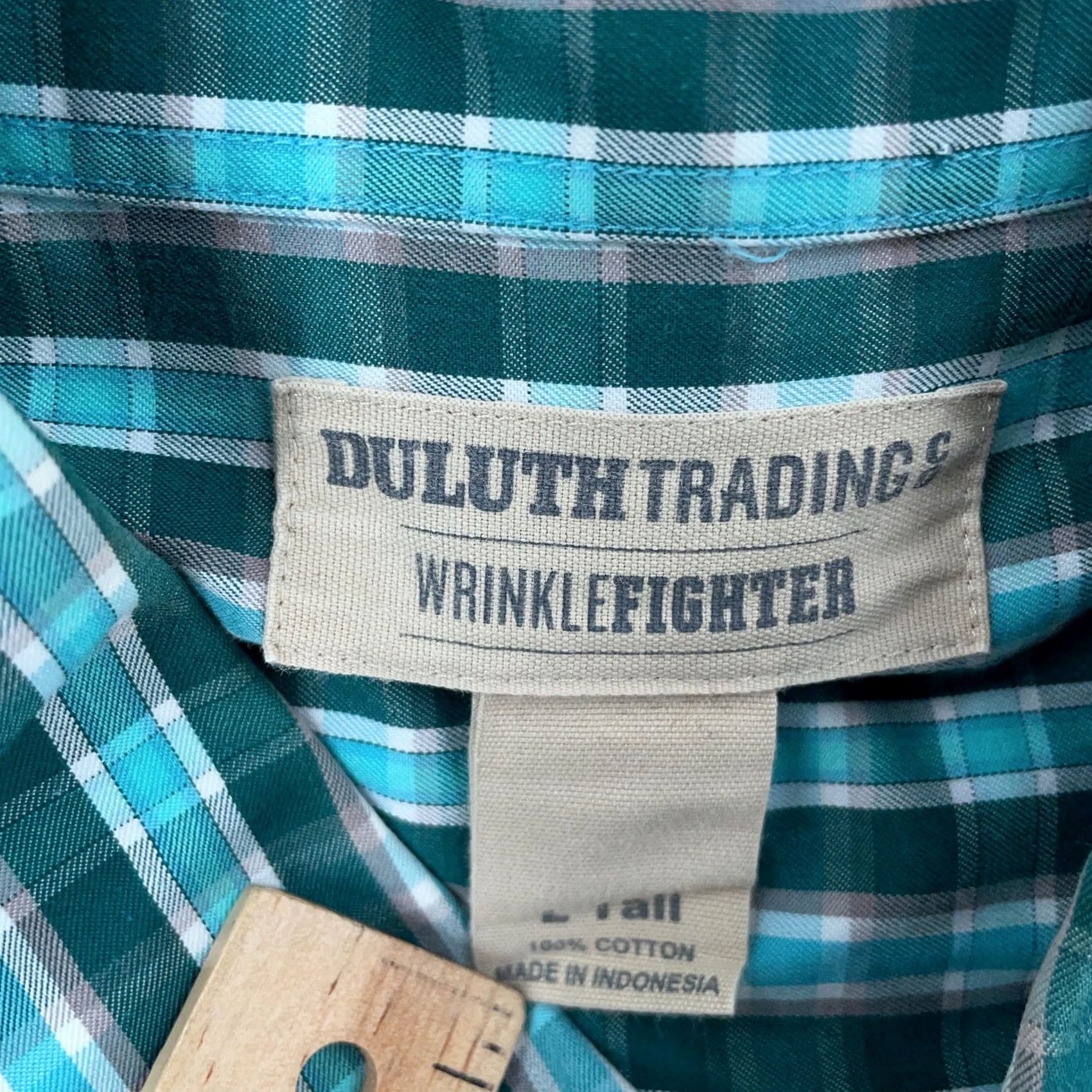 Vintage Duluth Wrinklefighter Shirt Men LT Green Plaid Slim Collared Button-Down Shirt Size US L / EU 52-54 / 3 - 3 Thumbnail