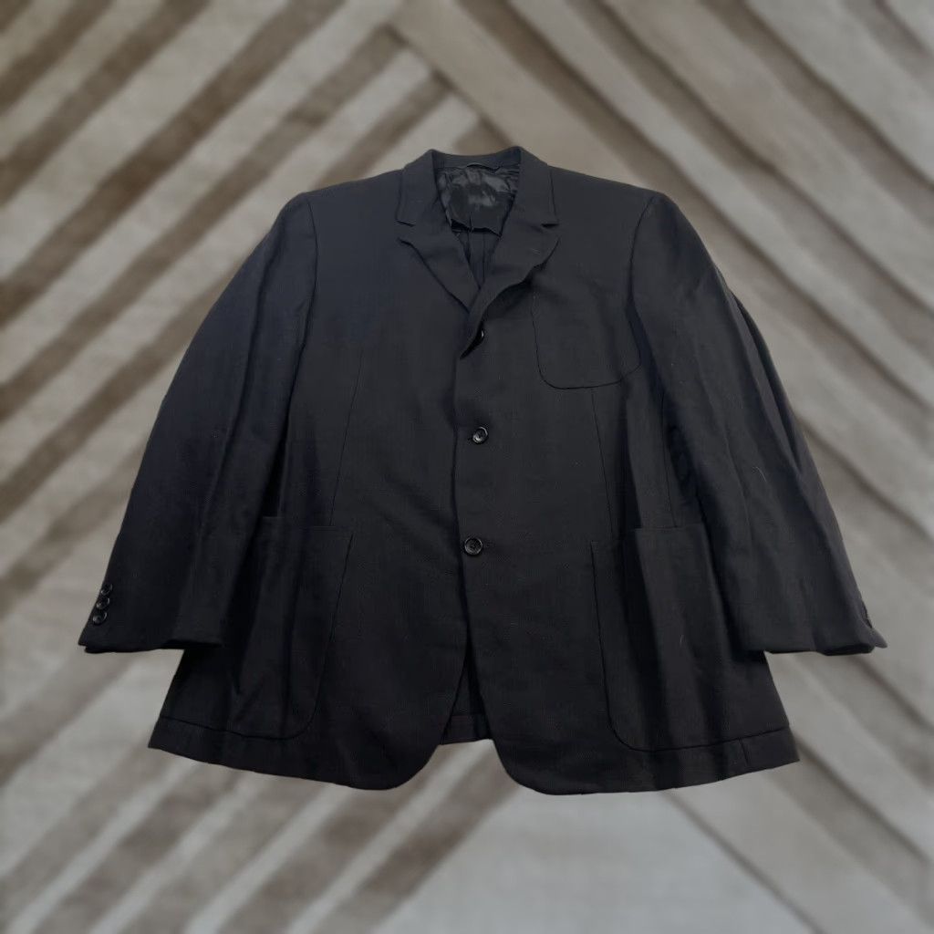 Vintage Hickey Freeman Sport Coat Jacket Black Wool Cashmere 44R Regular Notch Lapel Single-Breasted 2-Button Four-Button Sleeve Mens Blazer Coat Size 44R - 1 Thumbnail