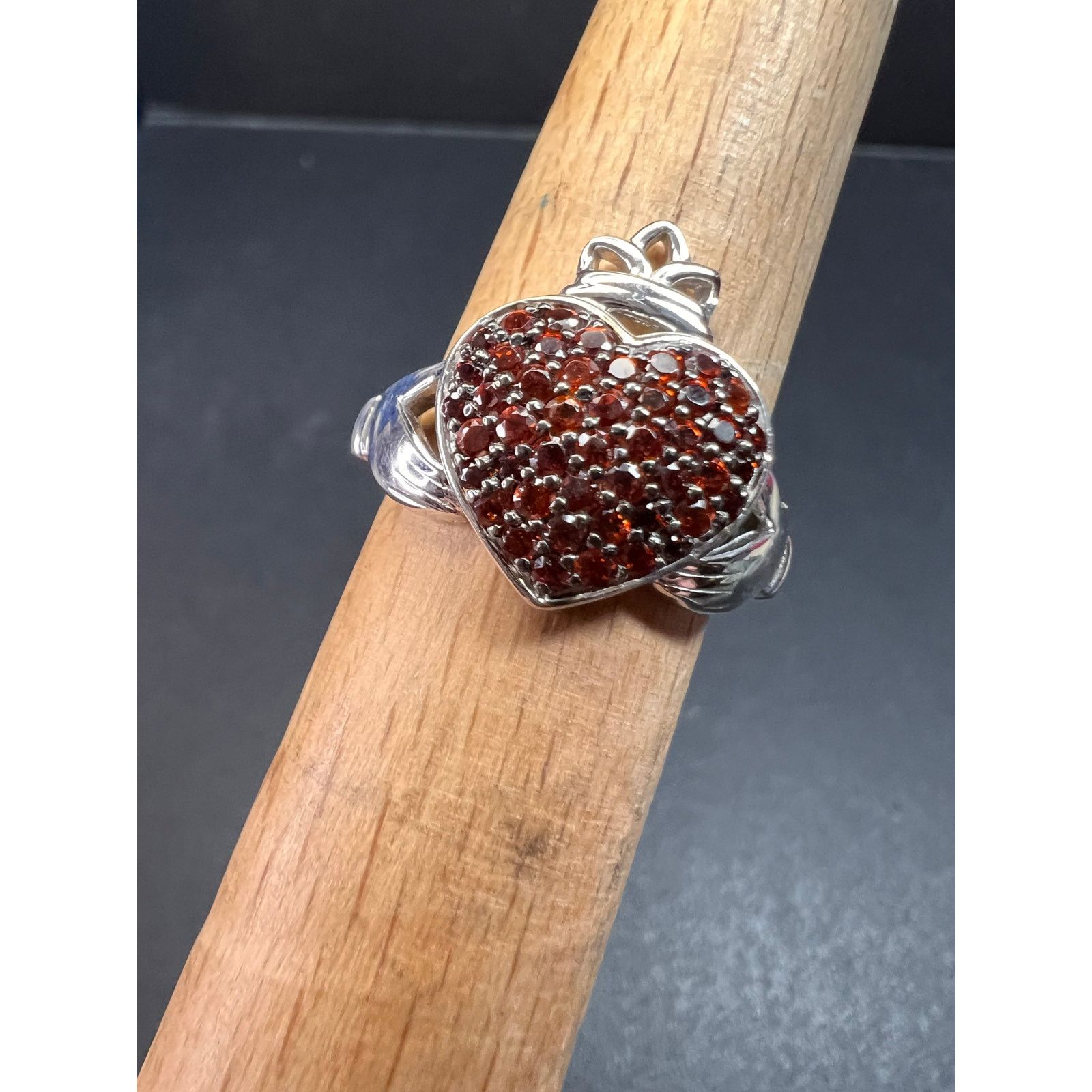 Other NEW Garnet claddagh ring in sterling silver size 7 Size ONE SIZE - 14 Thumbnail