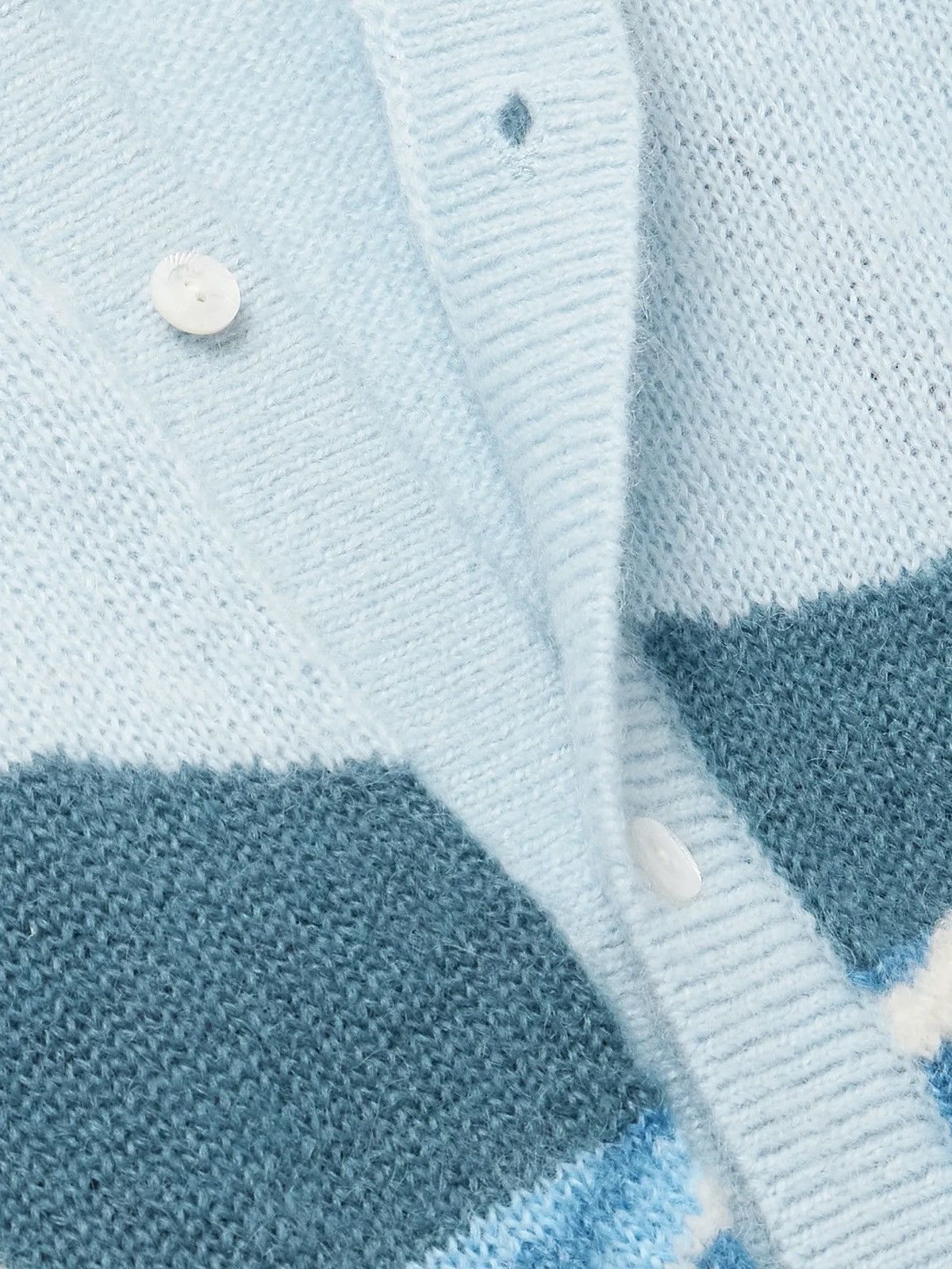 Aime Leon Dore Aime Leon Dore Blue Seascape Intarsia Mohair-Blend Cardigan Size US XL / EU 56 / 4 - 4 Thumbnail