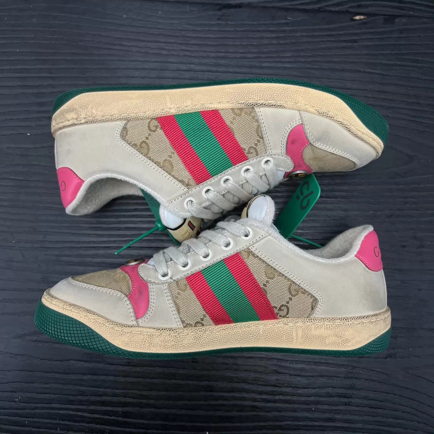 Gucci Gucci Distressed Sneakers Ebony Pink Size 36 Size US 5.5 / IT 35.5 - 2 Thumbnail