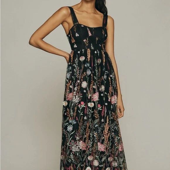 Anthropologie Anthropologie Floral Black Maxi Dress Size XL / US 12-14 / IT 48-50 - 1 Thumbnail
