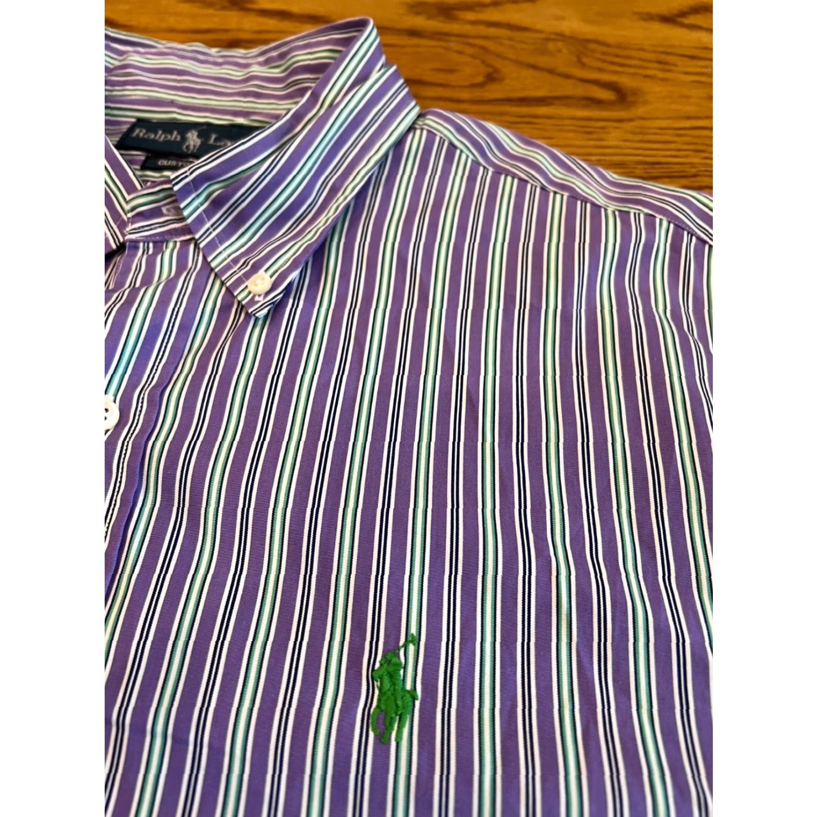 Ralph Lauren Ralph Lauren Men's Large Purple Striped Dress Shirt Long Sleeve Button-Down Collared Logo Elegant Classic Size US L / EU 52-54 / 3 - 7 Thumbnail