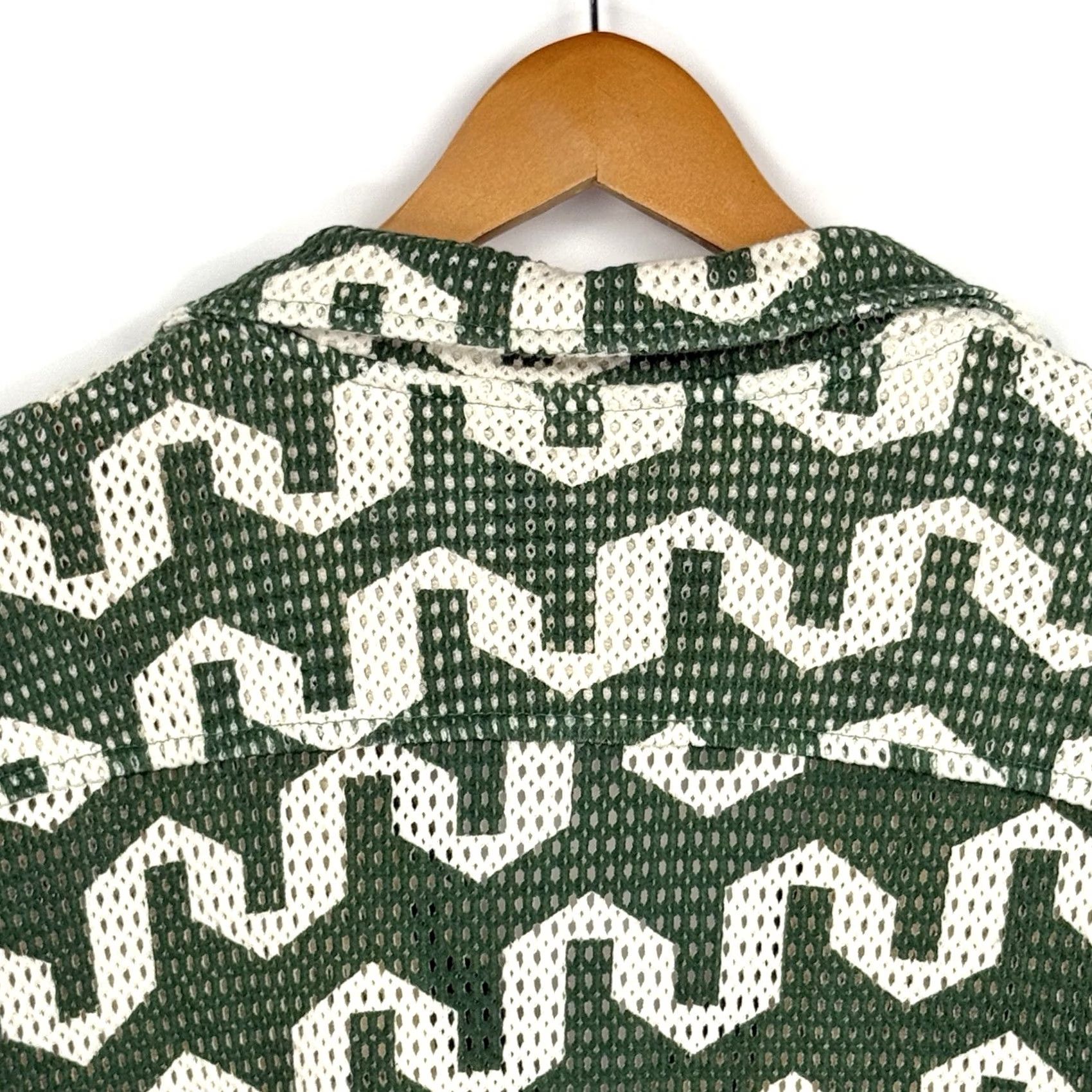 OAS OAS Atlas Jaffa Net Shirt Womens XL Pullover Casual Beach Knit Preppy Button Polo Geometric Green Size XL / US 12-14 / IT 48-50 - 7 Thumbnail