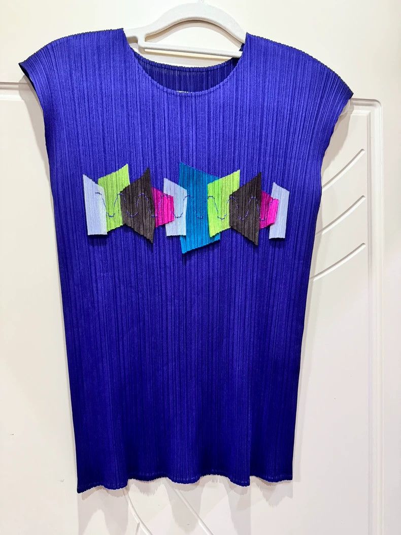 Issey Miyake Issey Miyake Purple patchwork vest Size L / US 10 / IT 46 - 2 Thumbnail