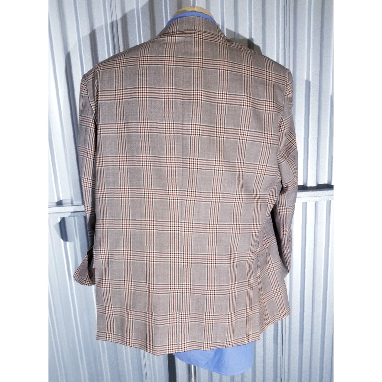 Vintage Tiglio Blazer Shirt Brown Orange Glen Check Wool Textured Jacket Sport Coat Notch Lapel Single-Breasted 50R Mens Wool Jacket New without Tags Size 50R - 3 Thumbnail