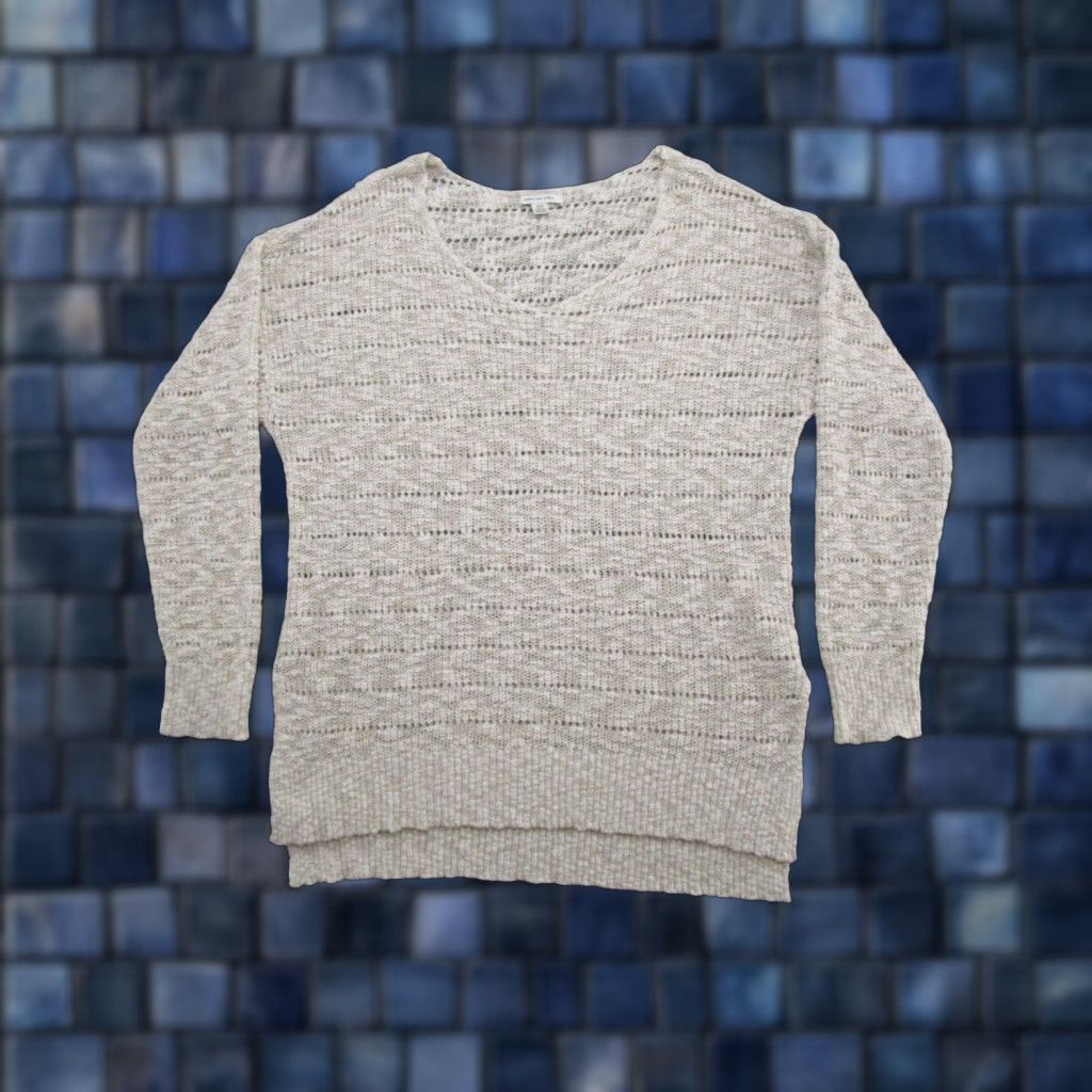 American Eagle Outfitters American Eagle Women's Loose Knit Pullover Crochet Cotton Blend Sweater Size S Beige Crochet Cotton Blend Pullover Knit Sweater Women S Size S / US 4 / IT 40 - 1 Thumbnail
