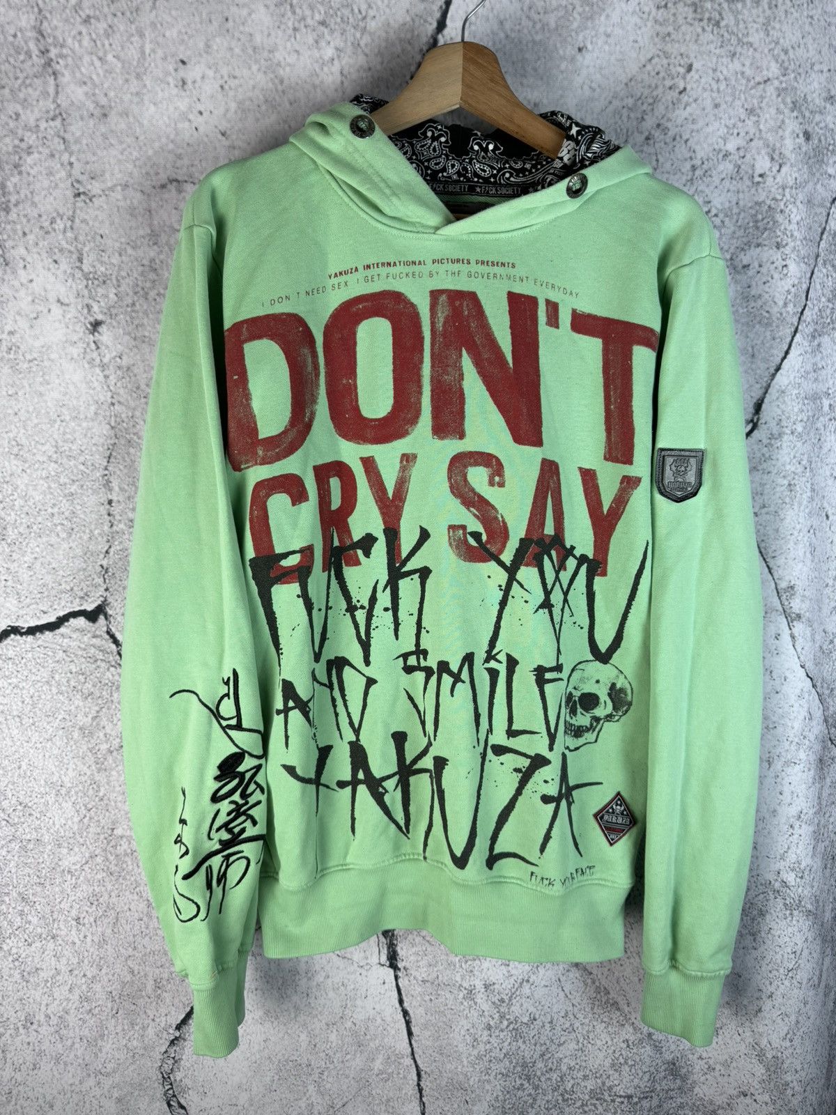 Japanese Brand VINTAGE Y2K YAKUZA FUCK ALL OVER PRINTED AMAZING RARE HOODIE Size US M / EU 48-50 / 2 - 1 Thumbnail