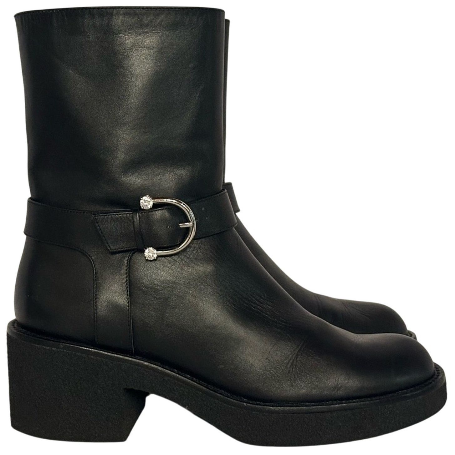 Stuart Weitzman Mountain Buckle Ankle Boots US 11 EU 41.5 Black Leather Size US 11 / IT 41 - 1 Thumbnail