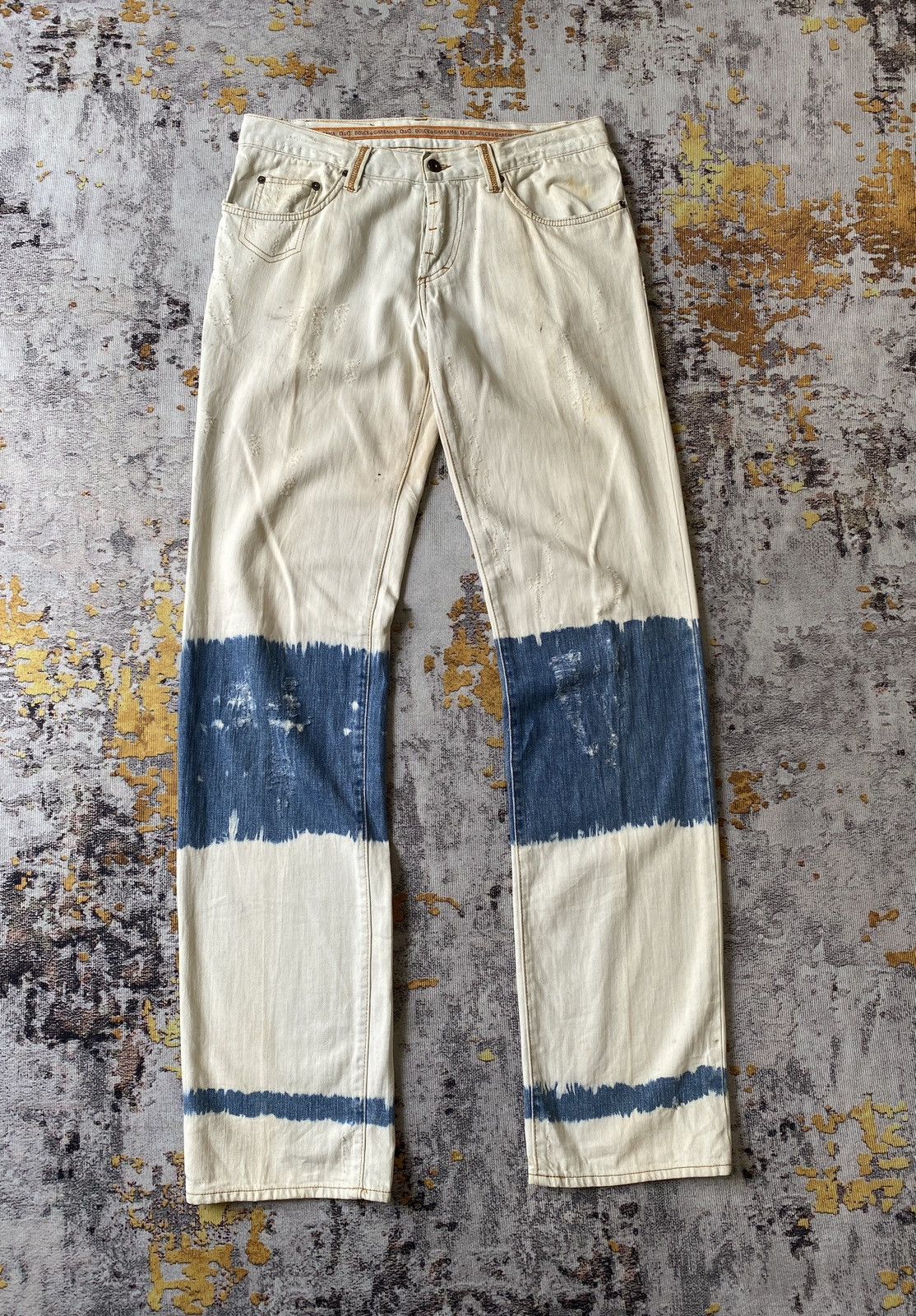 Dolce & Gabbana Dolce & Gabbana Rusty Distressed Bleached Denim Size US 33 - 1 Thumbnail