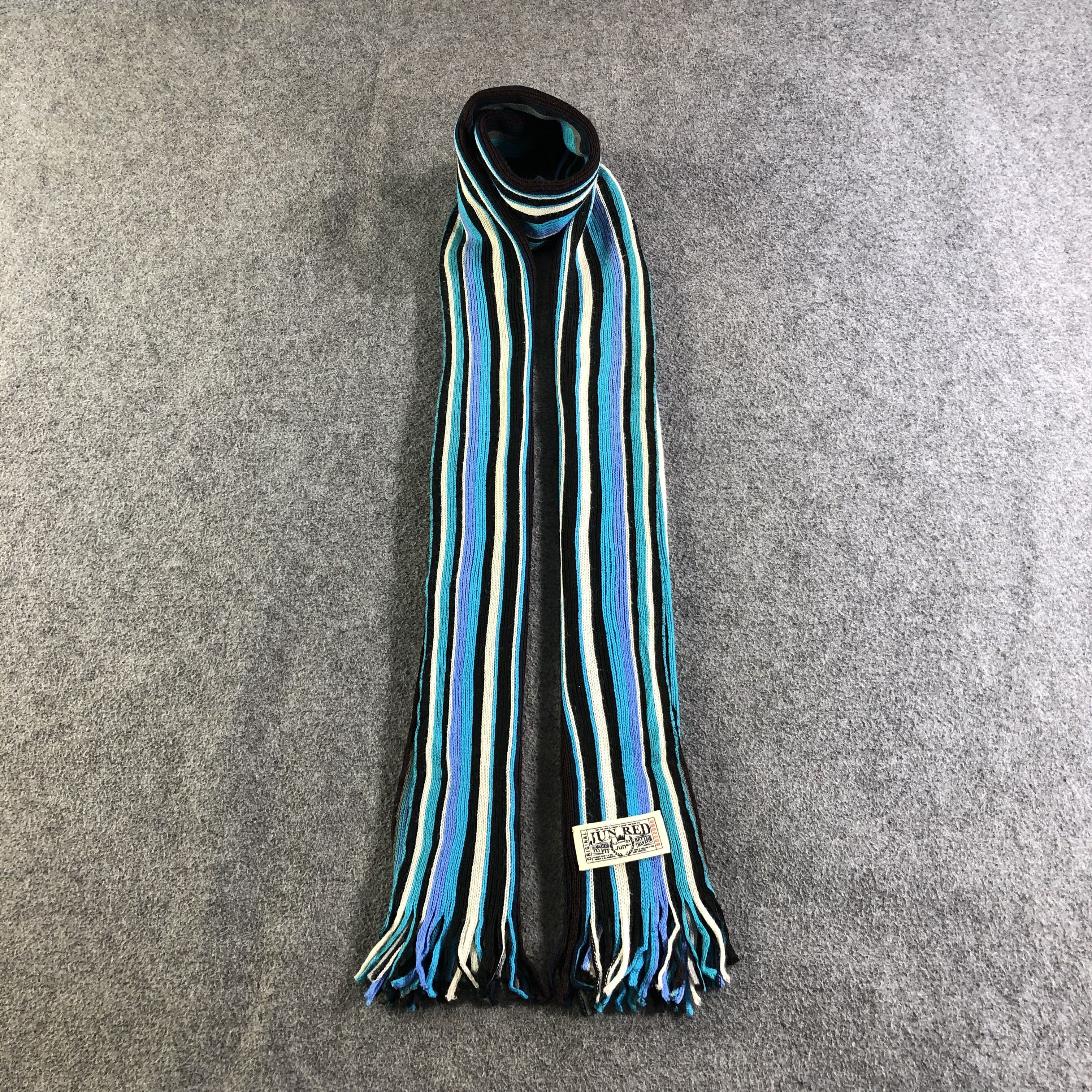 Mr. Junko Jun Red Stripe Knit Wool Scarf Muffler Neckwear V2544 Size ONE SIZE - 1 Thumbnail