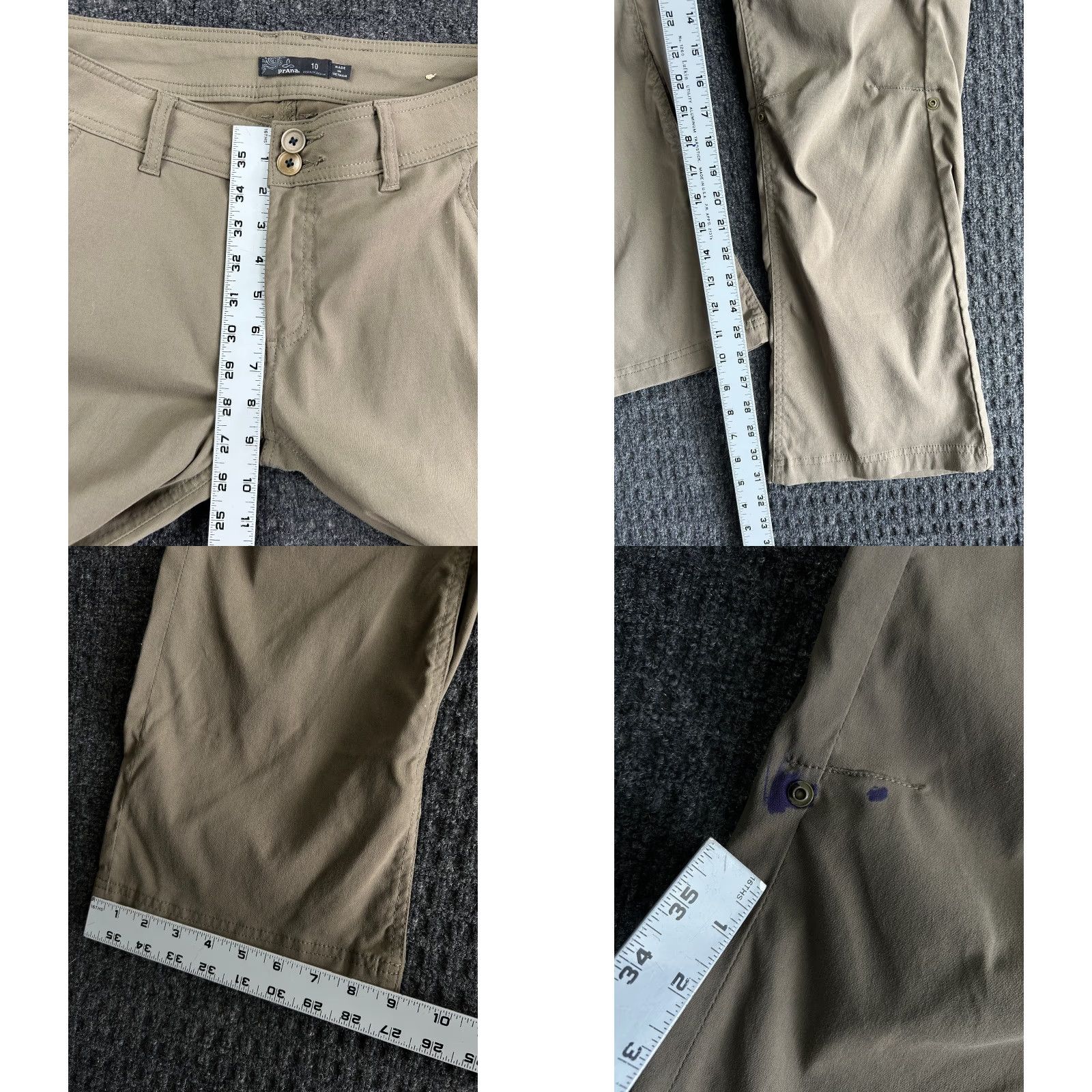 Prana Prana Halle Pants Women’s 10 Bootcut Low Rise Green Roll Up Button Drawstring Size 32" / US 10 / IT 46 - 8 Thumbnail