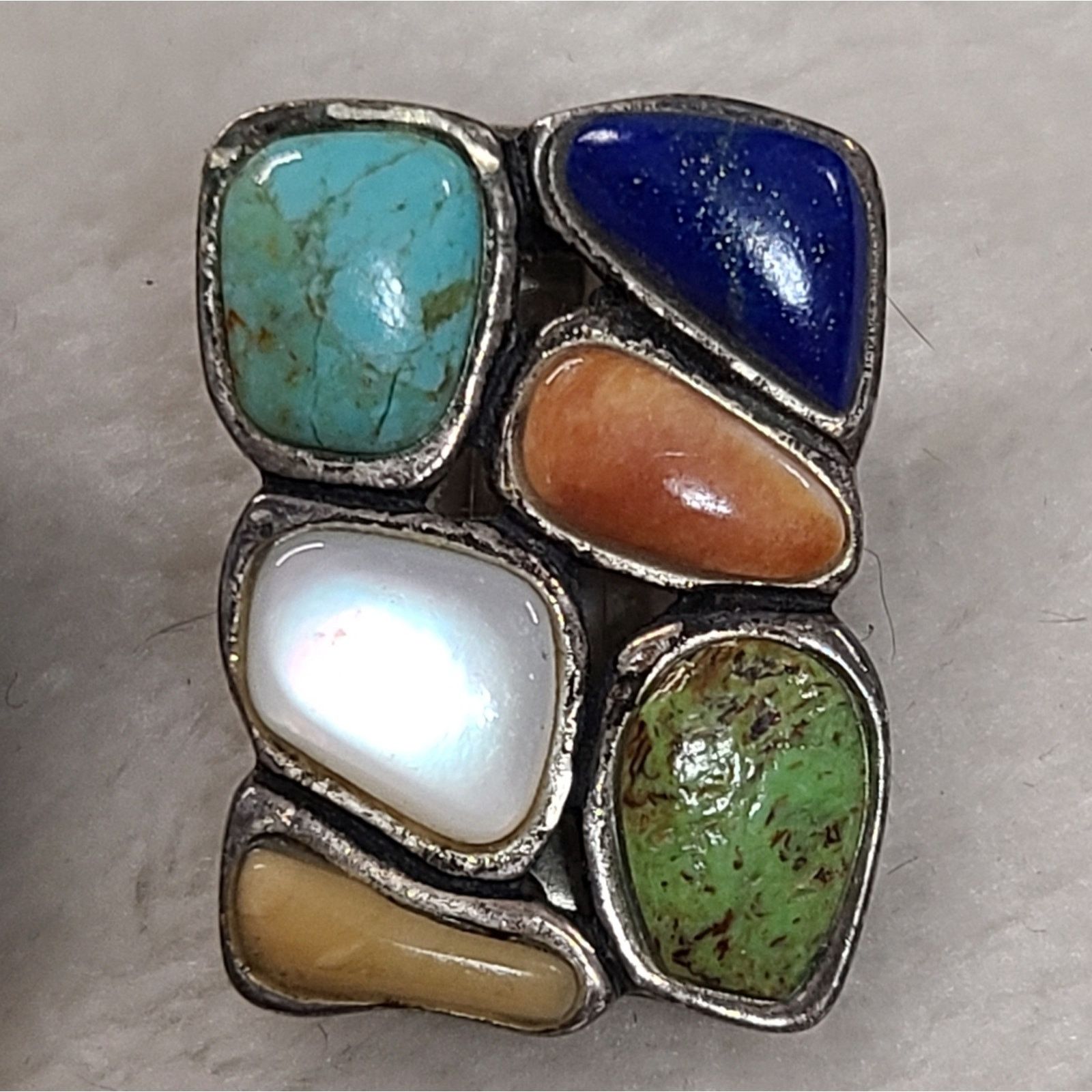 Vintage Vintage Southwestern Sterling Silver & Mixed Stone Earrings Size ONE SIZE - 4 Thumbnail
