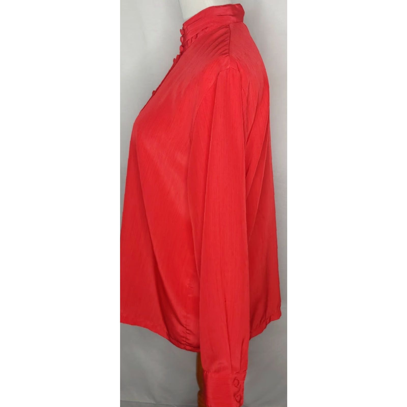 Vintage VINTAGE KB Lawrence Womens Blouse High Neck Red 16 Secretary Shirt Women Size XXL / US 16-18 / IT 52-54 - 5 Thumbnail