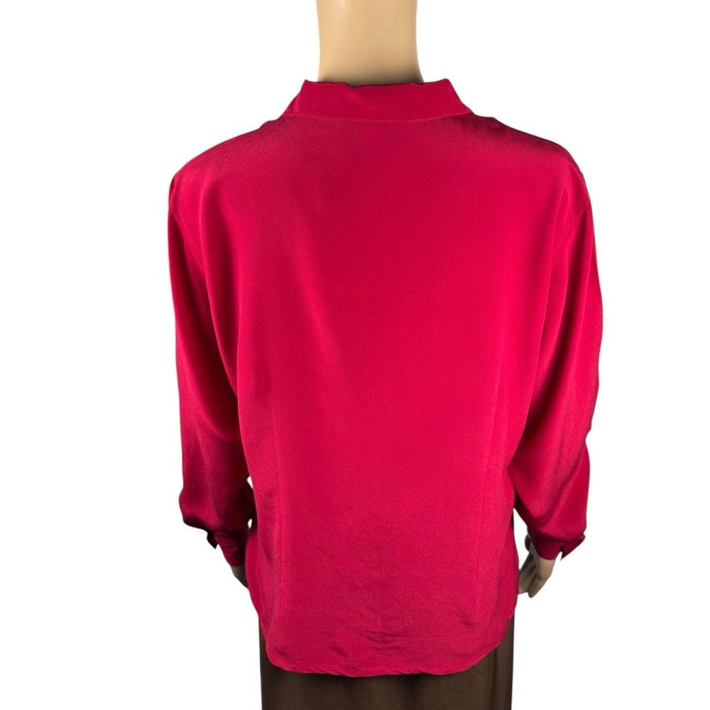 Other Vintage Blouseworks 100% Silk Red Long Sleeve Shirt Size M Size M / US 6-8 / IT 42-44 - 4 Thumbnail