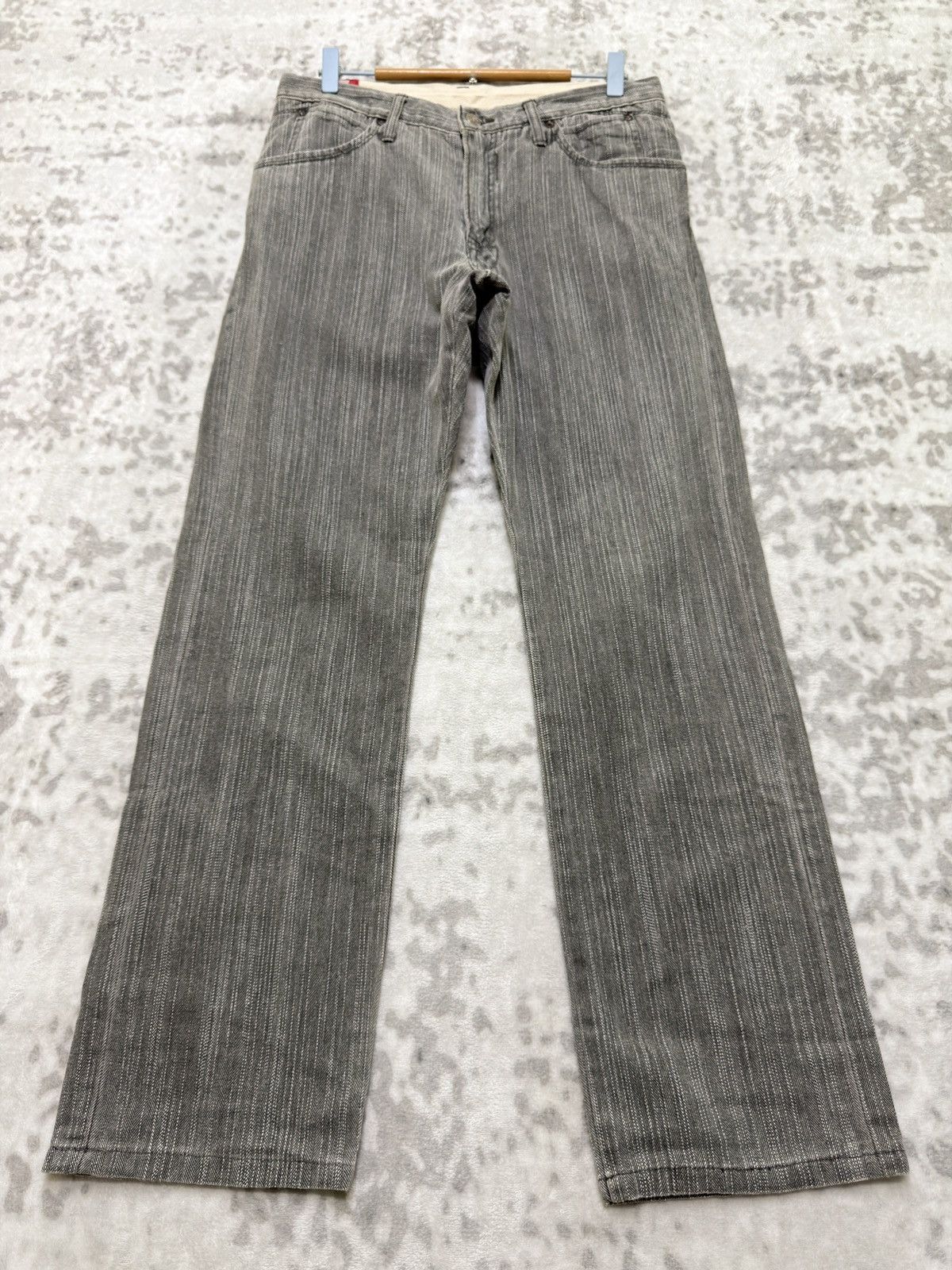 Kapital Vintage Blue Way Modern Hickory Stripe Straight Cut Denim Size US 30 / EU 46 - 1 Thumbnail