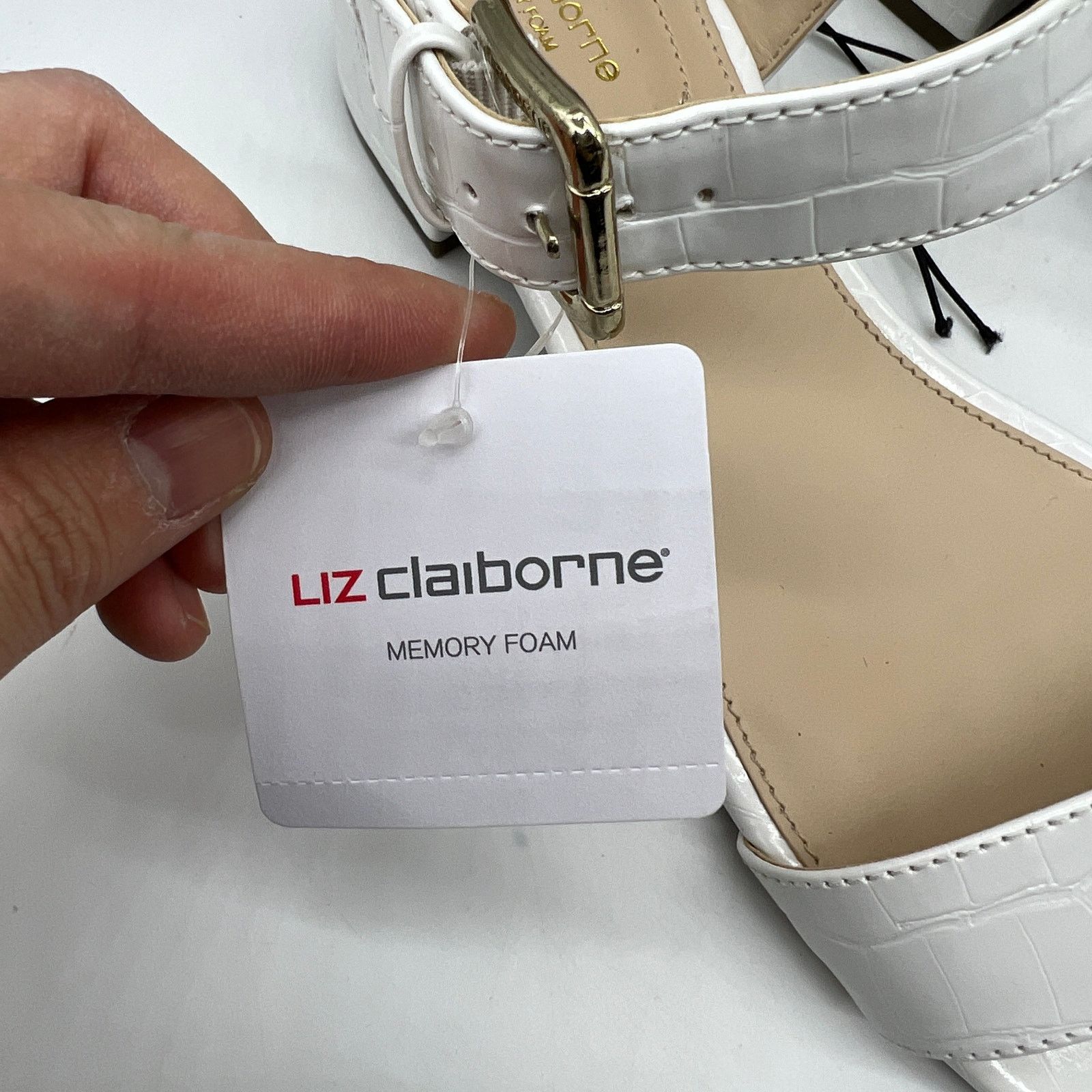 Other Liz Claiborne Womens Renny Sandals Heel White Croc Size 9.5M Size US 9.5 / IT 39.5 - 3 Thumbnail