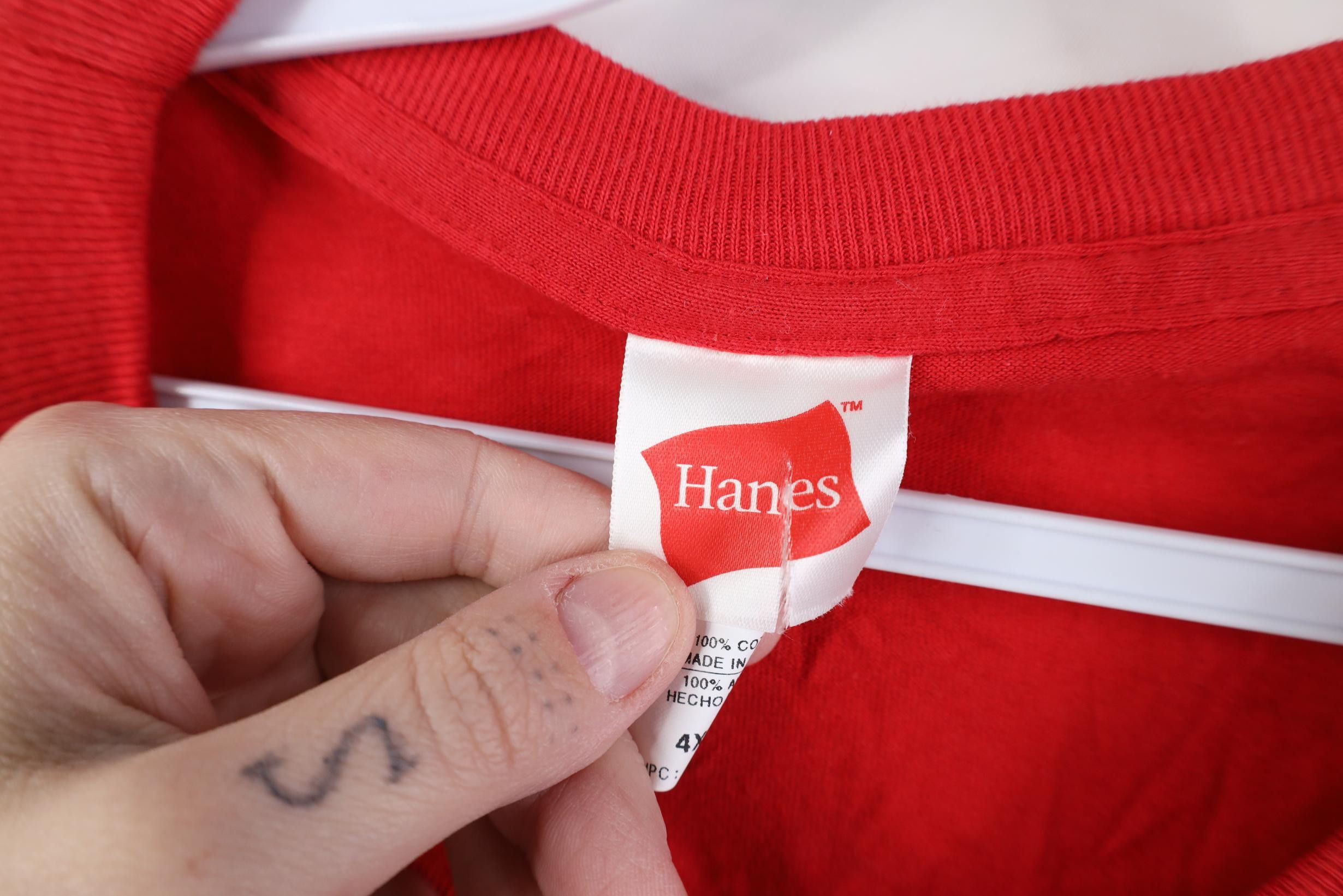 Hanes Vintage 90s Y2K Hanes Blank Cotton Pocket T-Shirt Red Size US XXL / EU 58 / 5 - 9 Thumbnail