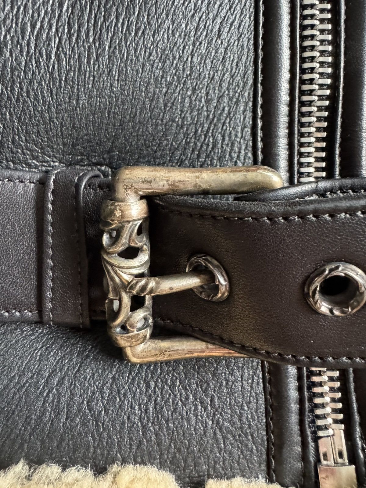 Chrome Hearts CHROME HEARTS black leather and fur flight jacket Size US XL / EU 56 / 4 - 3 Thumbnail