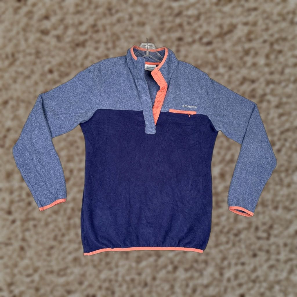 Vintage Columbia Sweater Womens Small Blue Coral Fleece Snap Pullover Outdoor Hiking Size S / US 4 / IT 40 - 1 Thumbnail