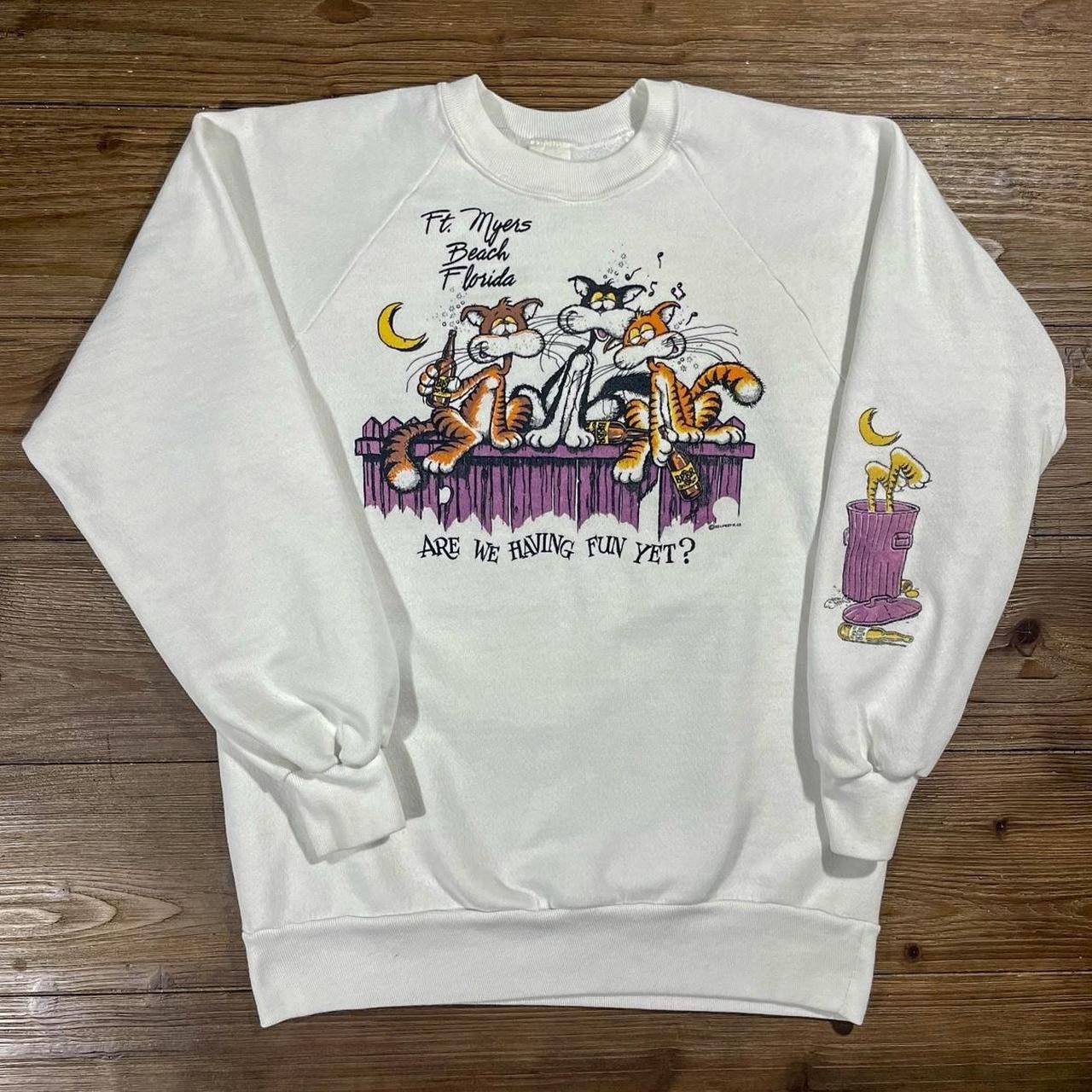 Anvil × Vintage Vintage 1985 Ft. Myers, Florida Drunk Cats Sweatshirt Size US S / EU 44-46 / 1 - 1 Thumbnail