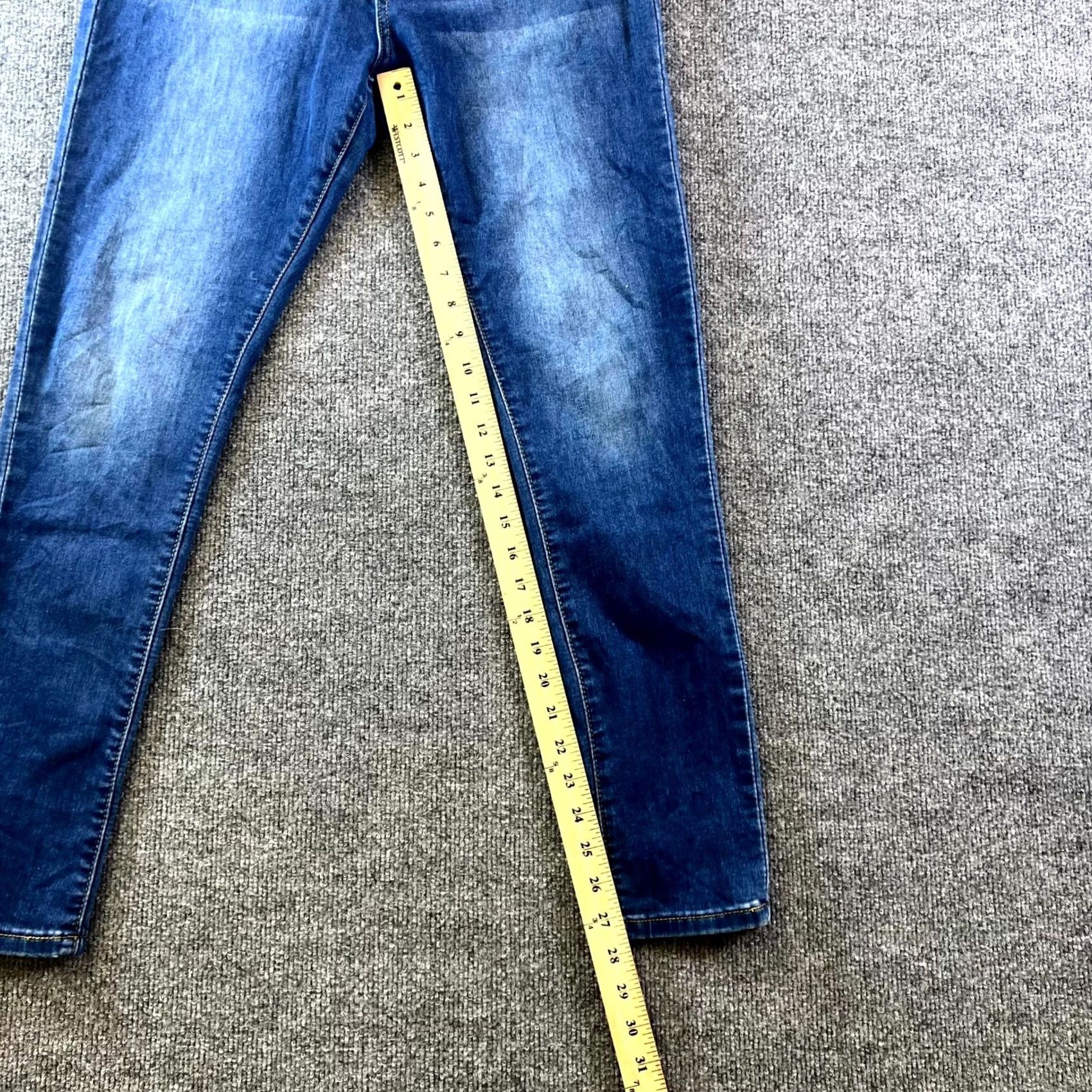 Vintage Bamboo Skinny Jeans Women's 11 Blue Cotton Denim Travel Faded Stretch Jeans Size 32" / US 10 / IT 46 - 3 Thumbnail