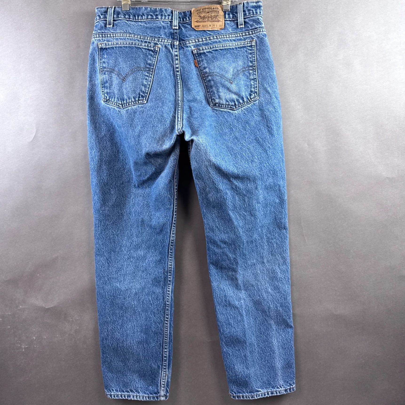 Levi's VINTAGE Levi's Jeans Mens 34x30 Blue 90s Orange Tab 505 Straight Pants Denim 5-Pocket Design Regular Fit Mens Jeans Size US 36 / EU 52 - 4 Thumbnail