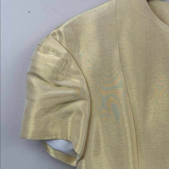 Thom Browne THOM BROWNE gold panelled short puff sleeve fitted midi dres Size S / US 4 / IT 40 - 9 Thumbnail
