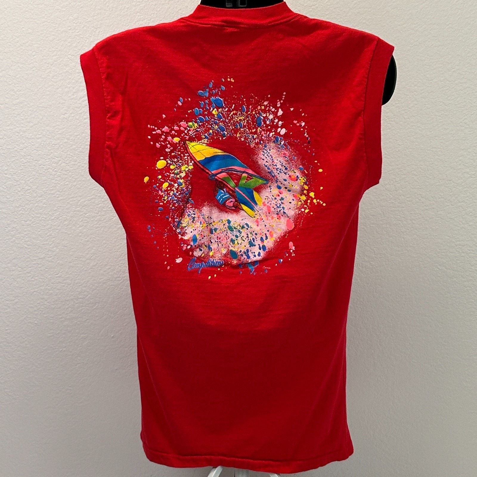 Vintage Vintage Windsurfer T Shirt Mens M Medium Red 80s Windsurfing Size US M / EU 48-50 / 2 - 3 Thumbnail