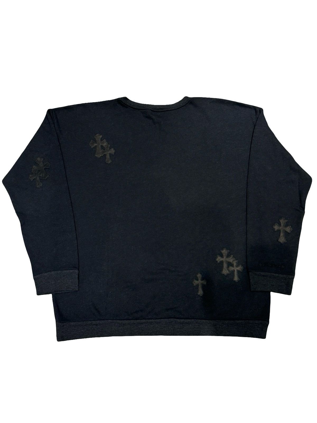 Leather cross patch crewneck sweatshirt