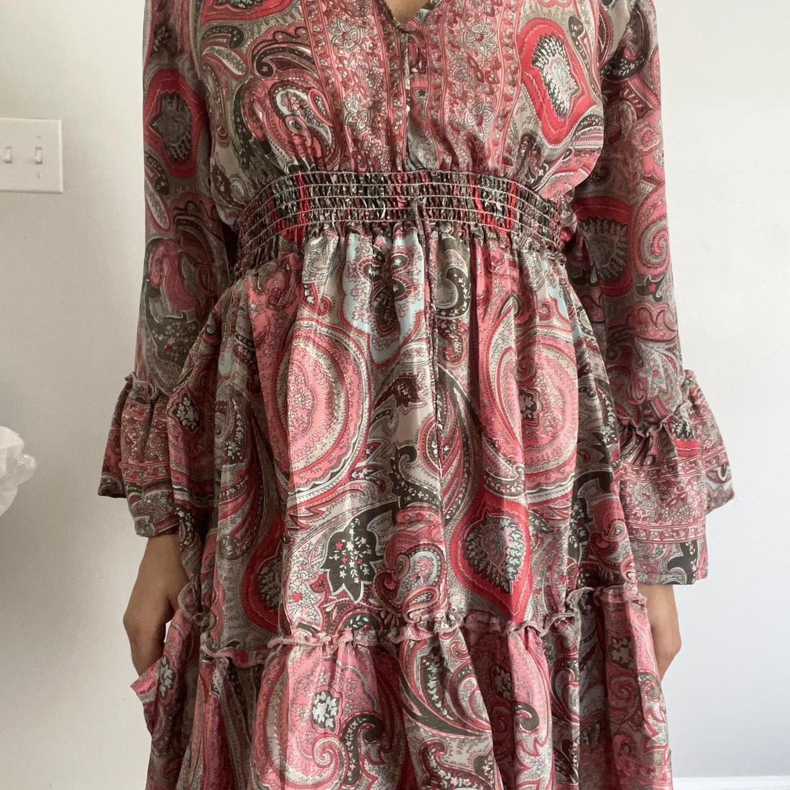 Other Pink paisley print dress with frill sleeves and tiered skirt Size M / US 6-8 / IT 42-44 - 3 Thumbnail