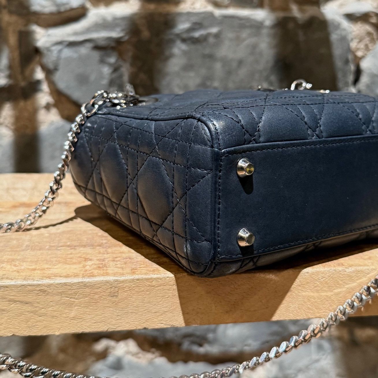 Dior Dior 2015 Metallic Midnight Blue Calfskin Mini Lady Dior Bag Size ONE SIZE - 8 Thumbnail