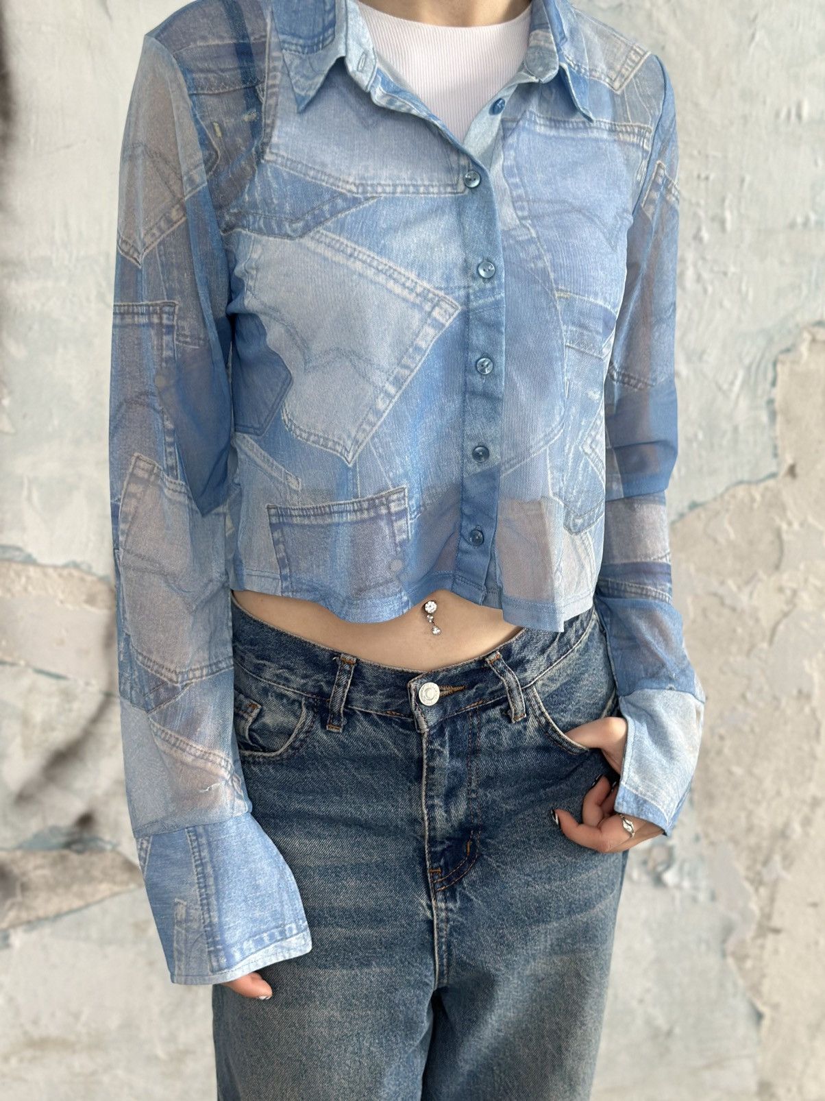 Primark VTG Archival Top Shirt Button Up Size M Staff Pick 00s USA Size M / US 6-8 / IT 42-44 - 3 Thumbnail