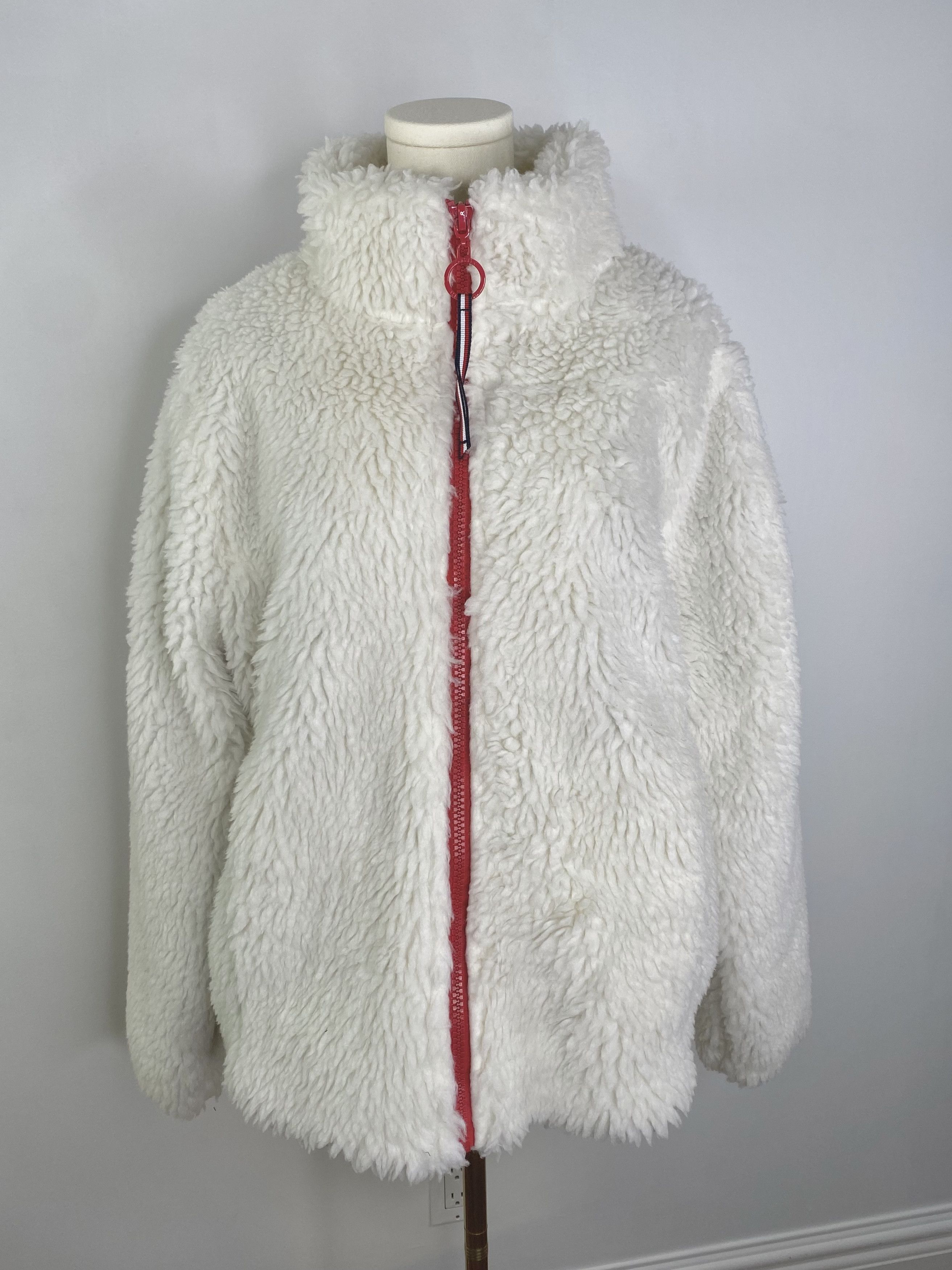 Tommy Hilfiger Tommy Hilfiger - White Faux Shearling Winter Zip-Up Jacket Size L / US 10 / IT 46 - 7 Thumbnail