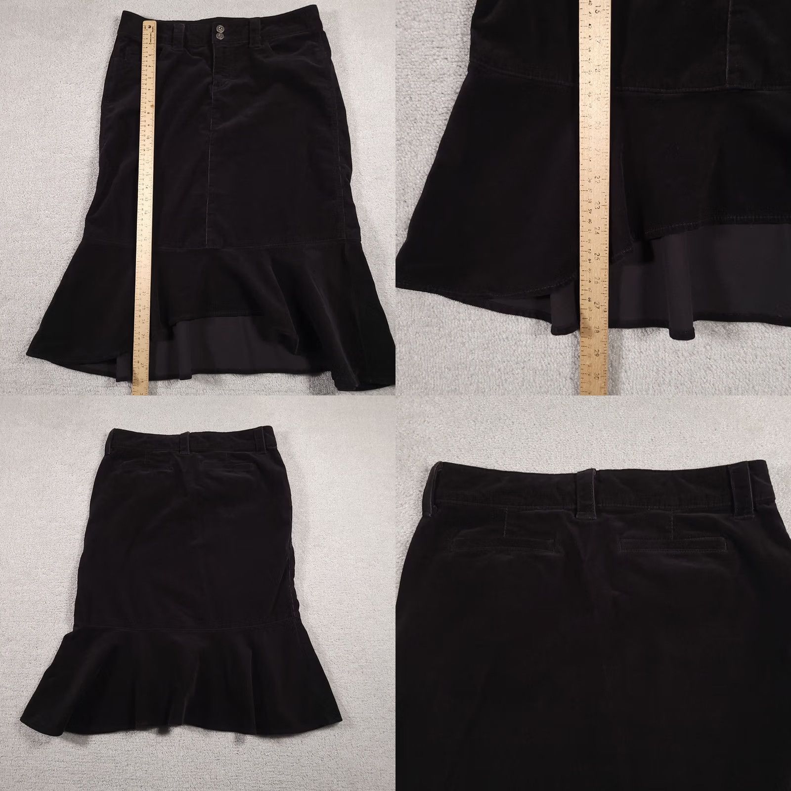 Lee Lee Copper Stretch Corduroy Midi Skirt Women's 9 Black Pockets High-Low Flare, 9, Corduroy, Midi, Black, Lee, Skirt, Women Size 30" / US 8 / IT 44 - 8 Thumbnail
