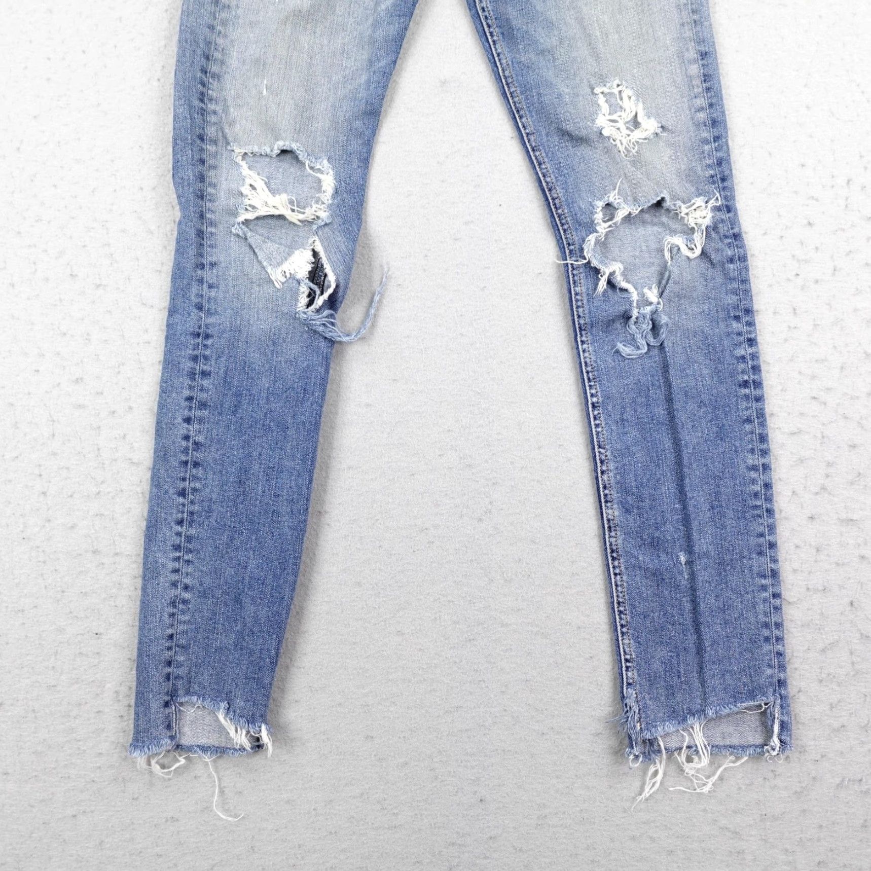 Rag & Bone Rag & Bone Jeans Womens 27 Blue Denim Distressed Skinny Commodore Raw Hem Flex Jeans Size 27" / US 4 / IT 40 - 3 Thumbnail
